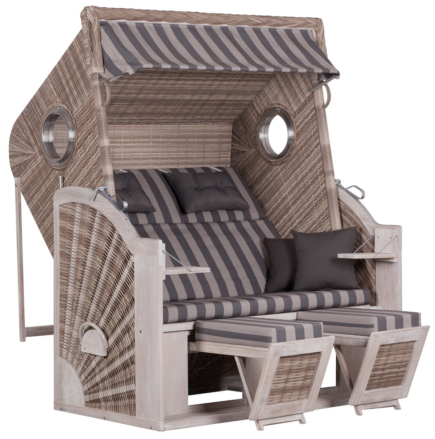 Natur24 Strandkorb Strandkorb PURE® Cliff XXL SUN PE Pinie White Kubu 145x80x160 cm, BxTxH: 145x80x160 cm, 71196265