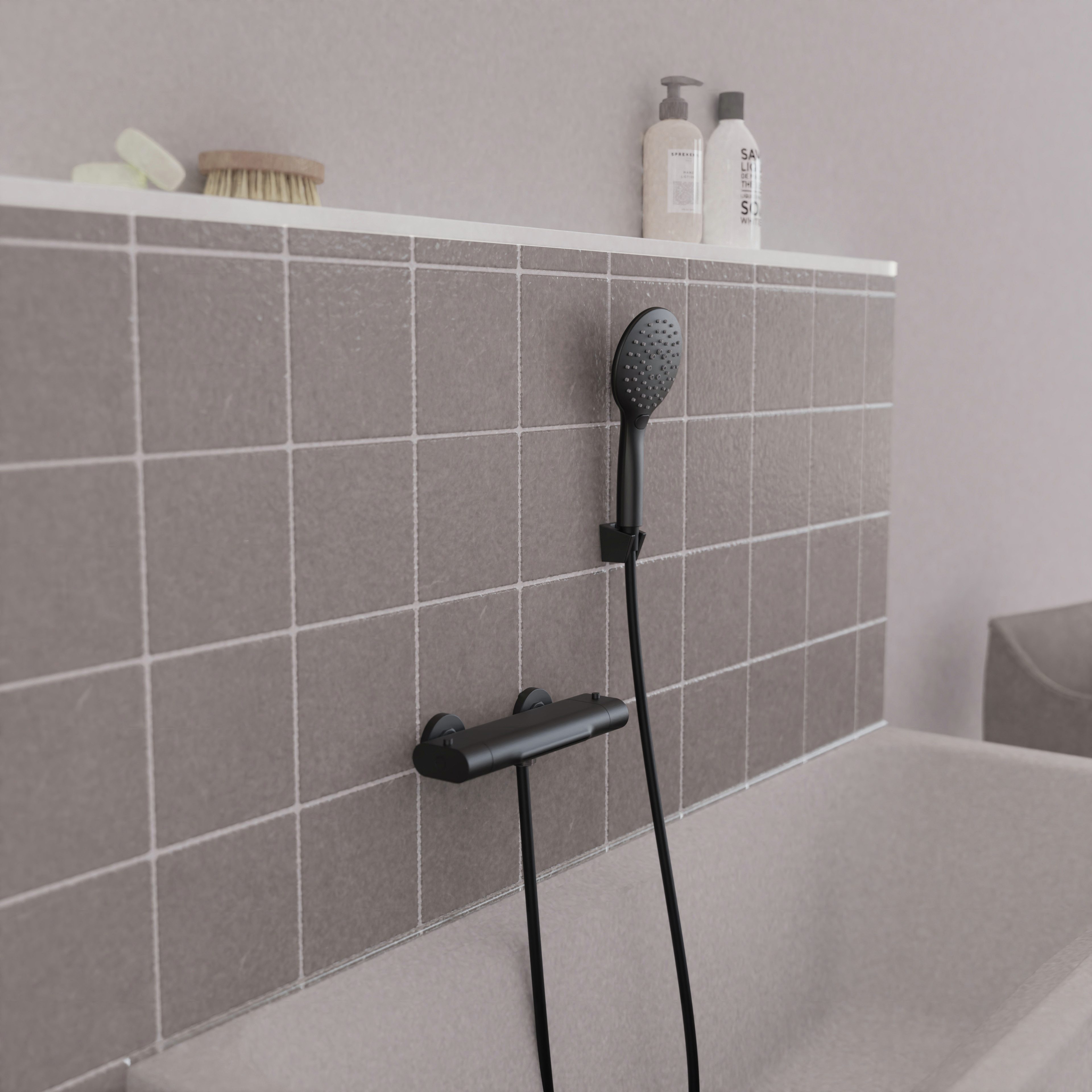 Schütte Duschsystem Rio, Höhe 3,4 cm, 1 Strahlart(en), Eco-Stopp-Funktion, Antikalk-Noppen, wassersparend