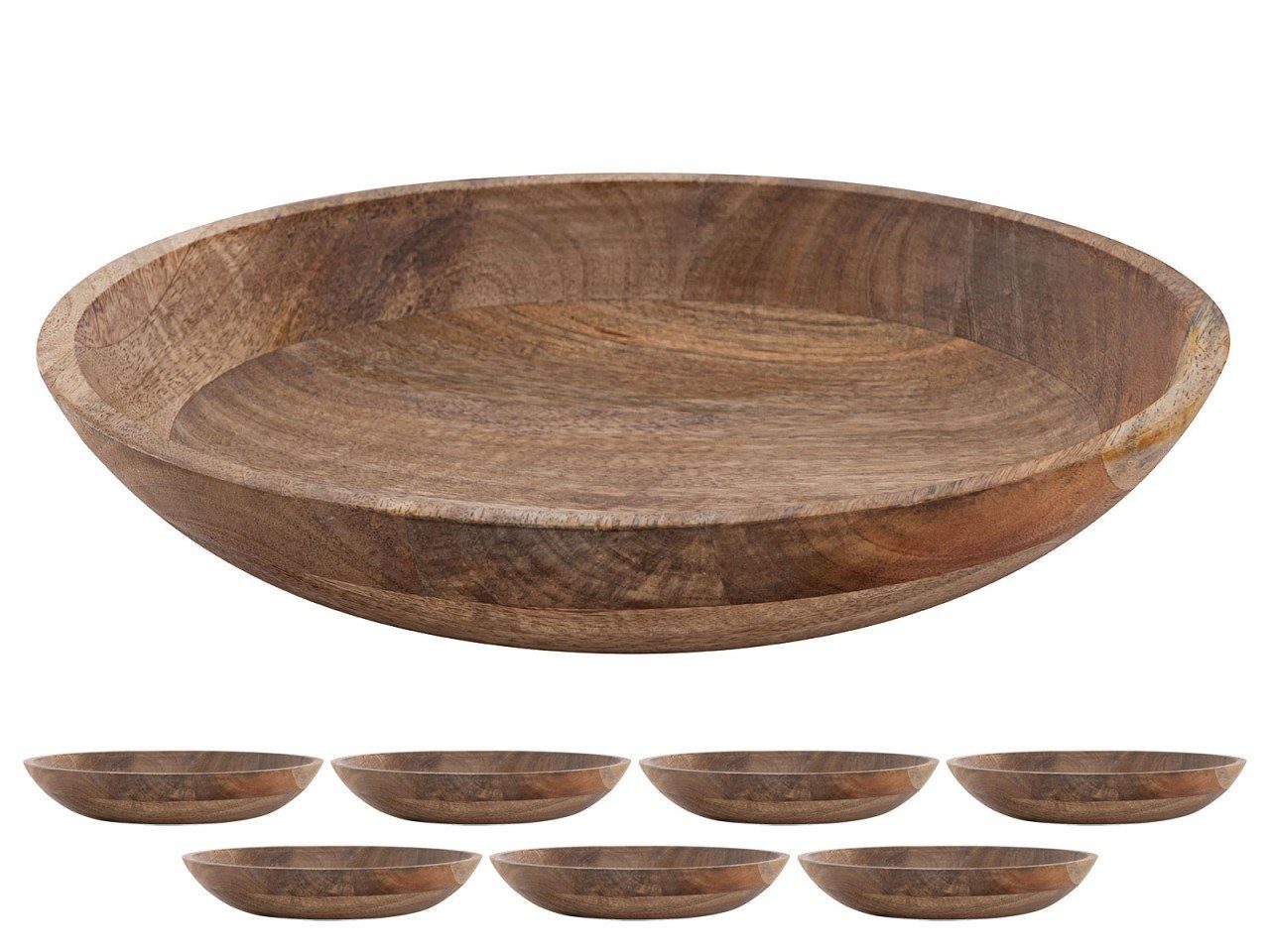 Dekoschale Holzschale Dekoschale rund ø25 o. 30cm H6cm Masterbox 8-teilig modern
