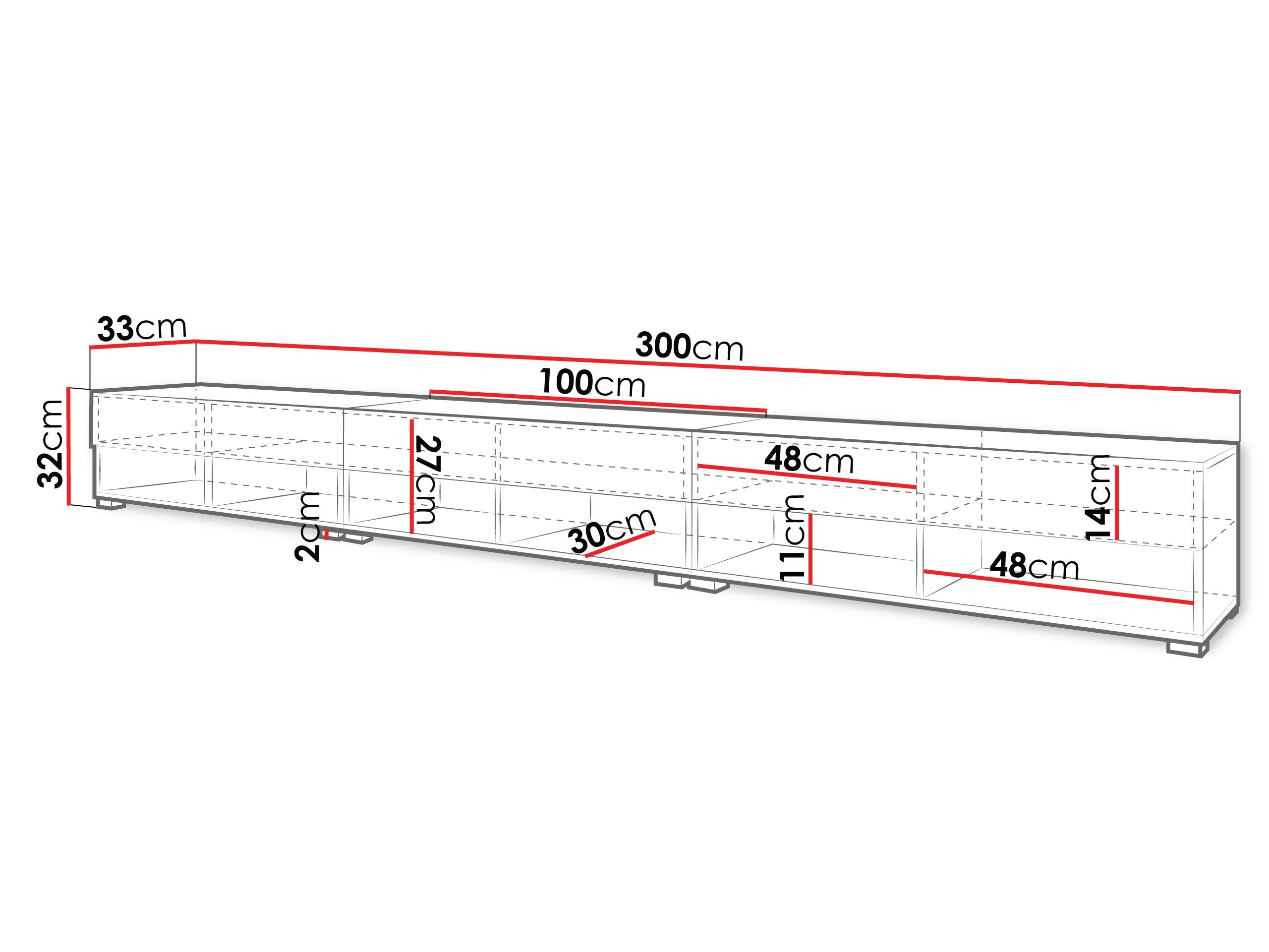 MIRJAN24 TV-Schrank A300 (mit 3 Klappen) Stehend / Hängend, Beleuchtung als Option