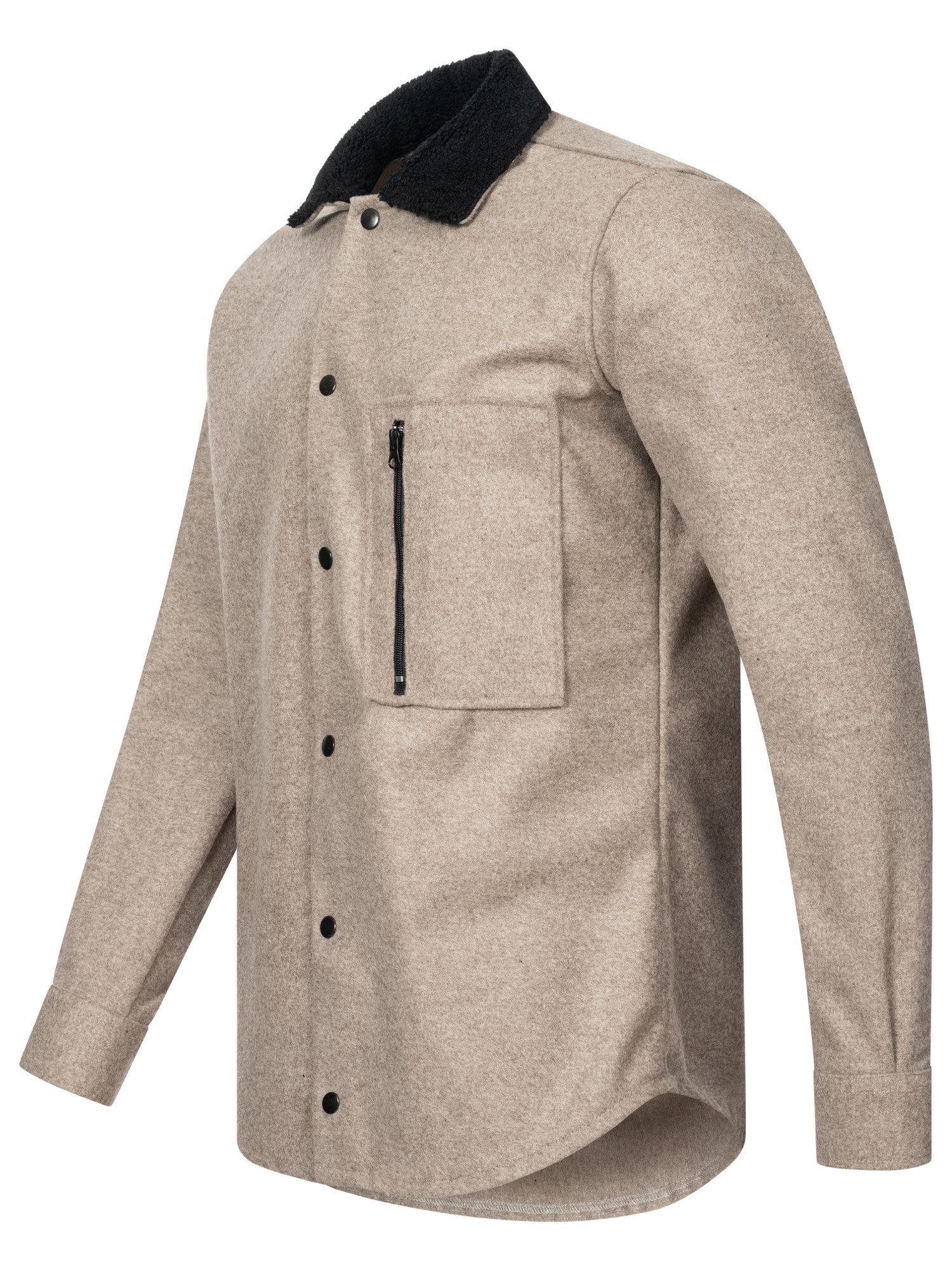 Rock Creek Flanellhemd Herren Hemd mit Teddyfell-Kragen günstig online kaufen