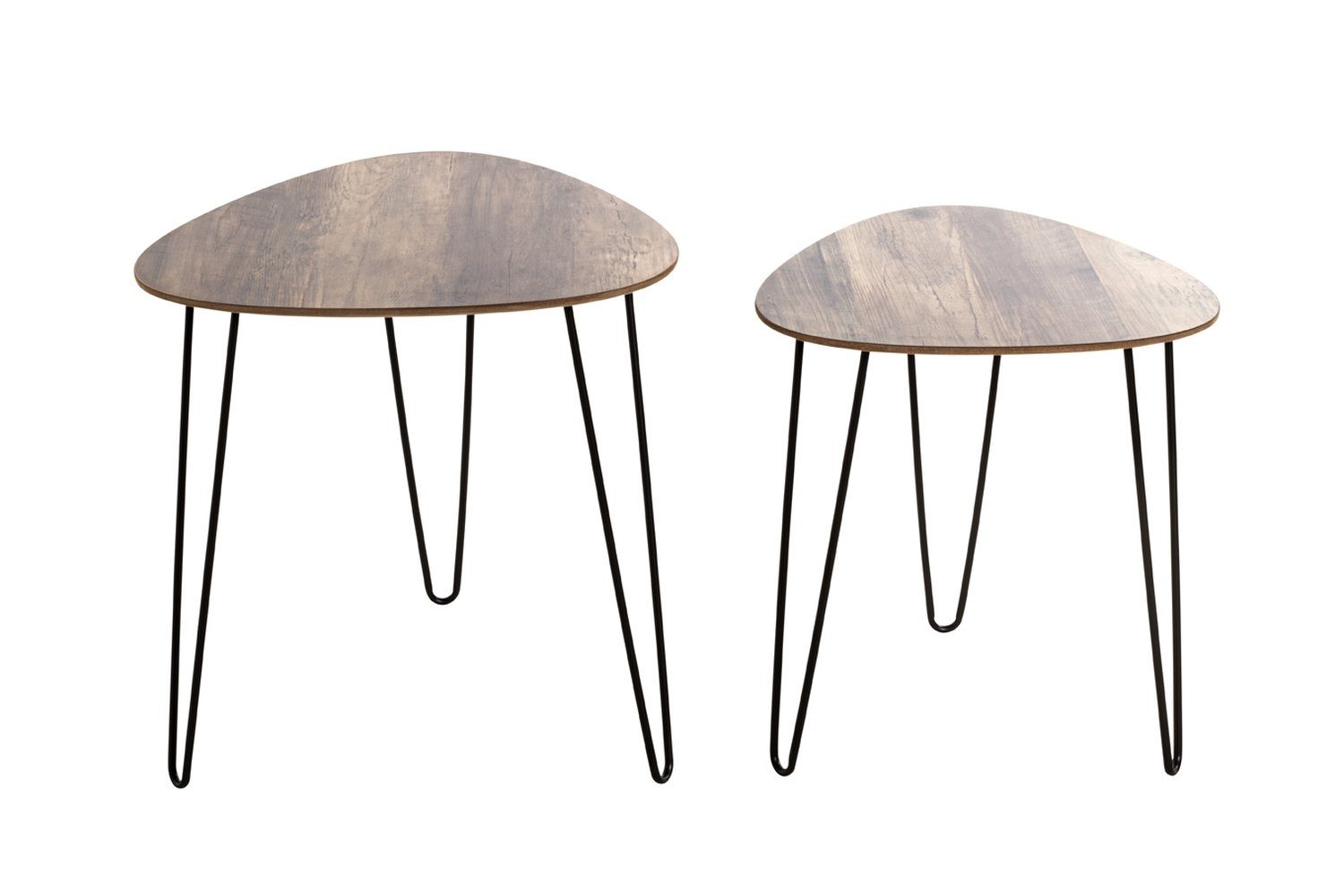 freiraum Beistelltisch 25856 (2er Set), (2er Set) in schwarz-eiche, MDF, Metall - 40x43x40 (BxHxT)