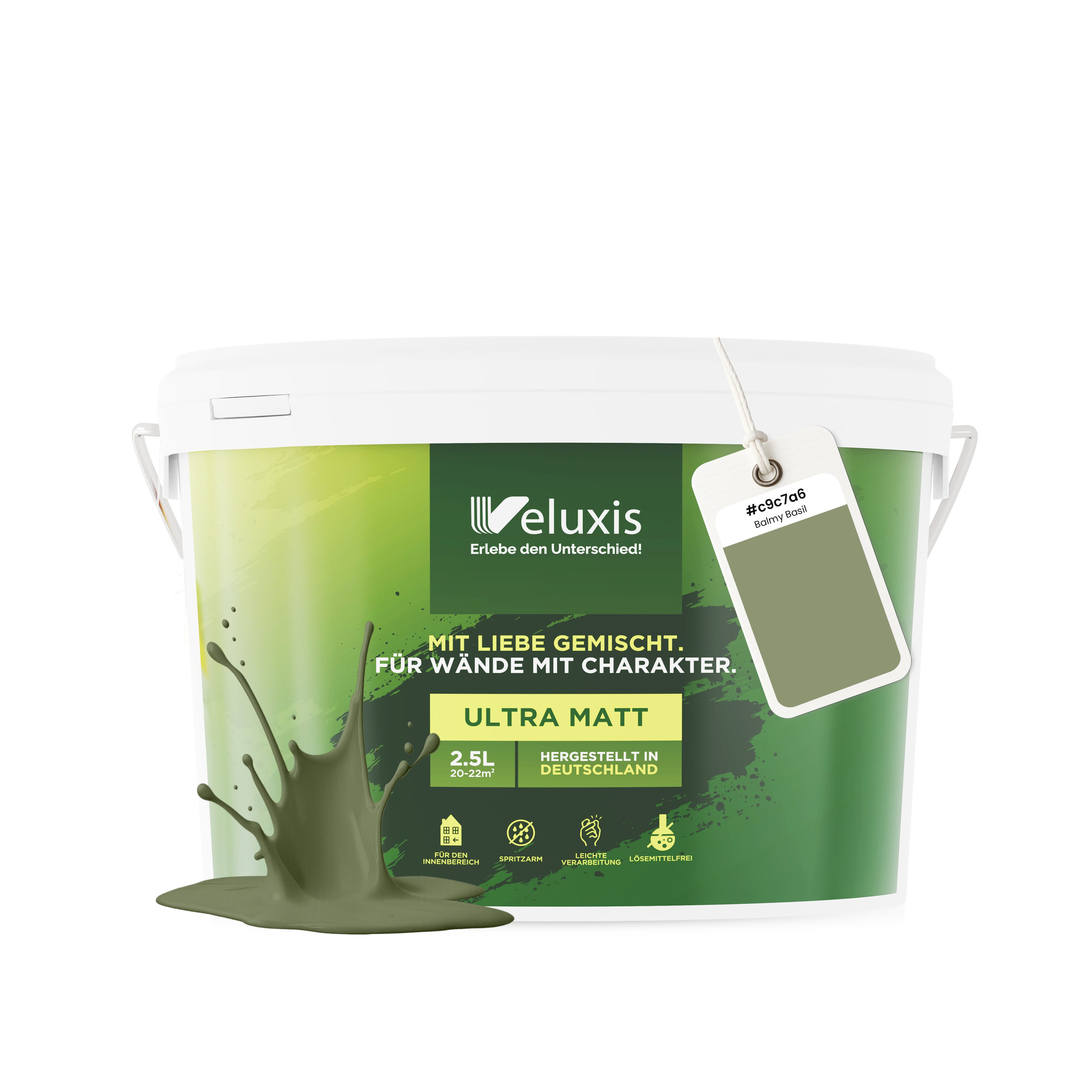 Veluxis Wandfarbe Veluxis® Wandfarbe Universal, Deckkraft-Klasse 1, Streifenfrei, tropfarm & VOC-frei