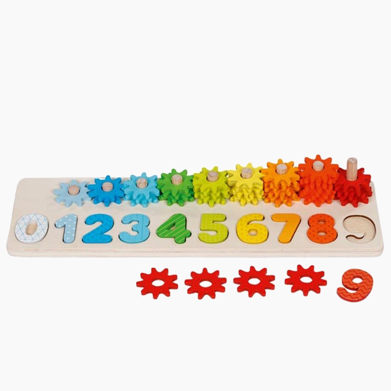 goki Lernspielzeug Sortierspiel Lerne Zählen mit Zahnrädern (packung, 1-St., spar set), Koordination und Feinmotorik fördern