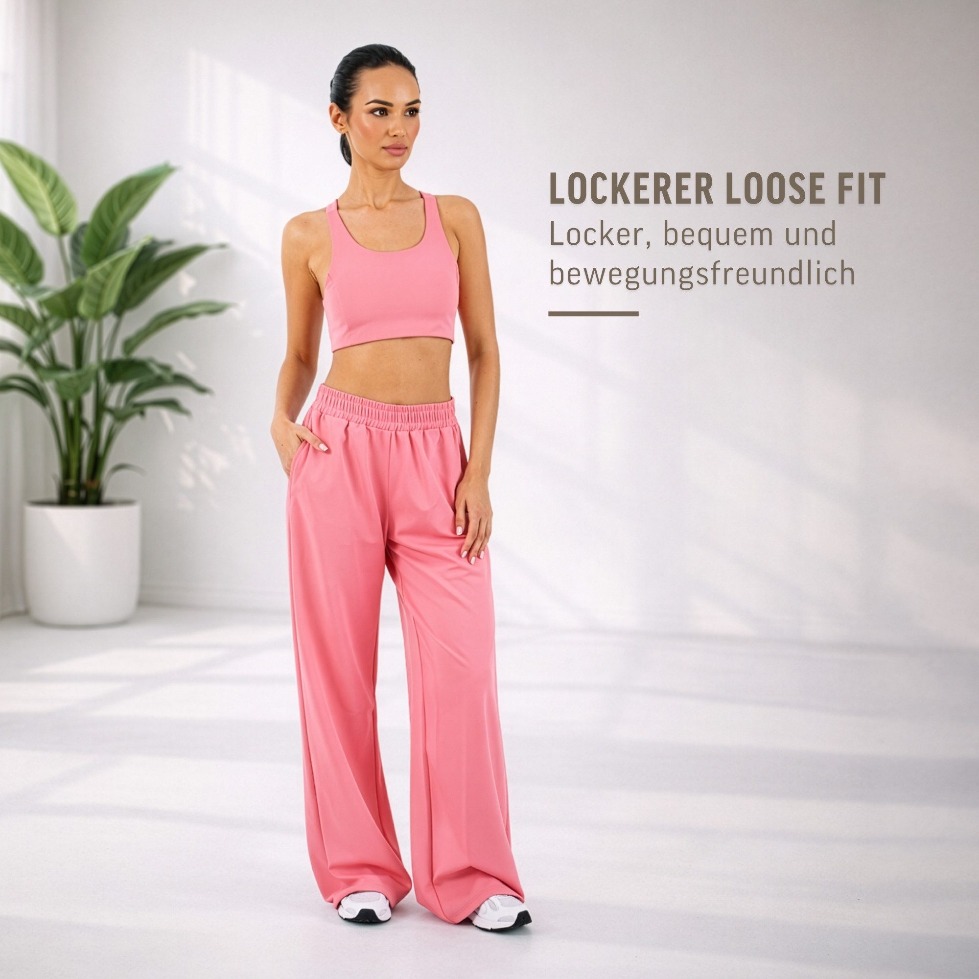 Smilodox Jogginghose Jora, Loose Fit Damen, Trainingshose mit High-Waist & Wide-Leg weiches Material, weites Bein, Baggy Fit, Gym & Homewear