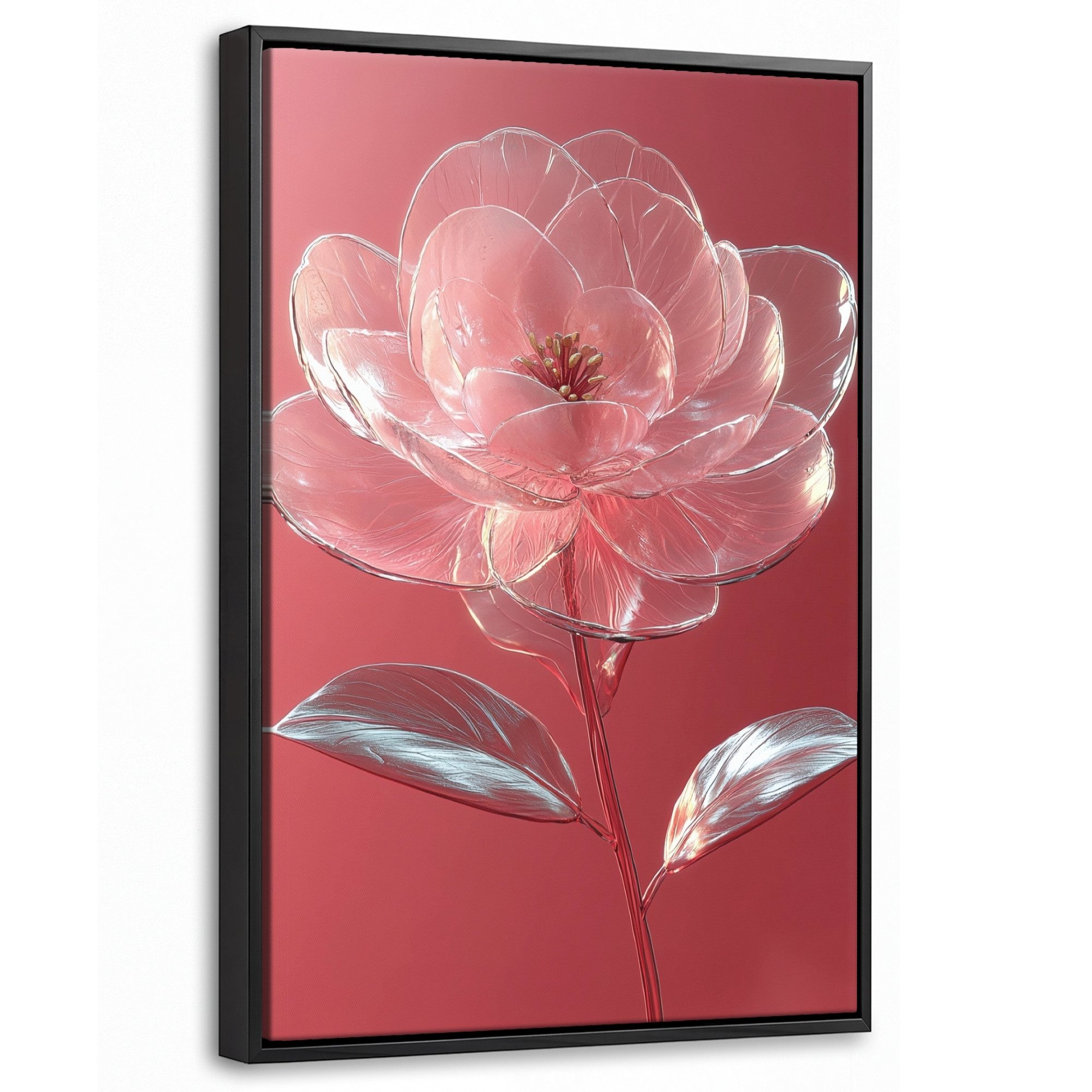 OneMillionCanvasses® Leinwandbild mit Rahmen - Verziert - Blume - Rosa - Gläser, Fotodruck (1 St), Deko für Wohnzimmer Schlafzimmer Küche 20x30cm