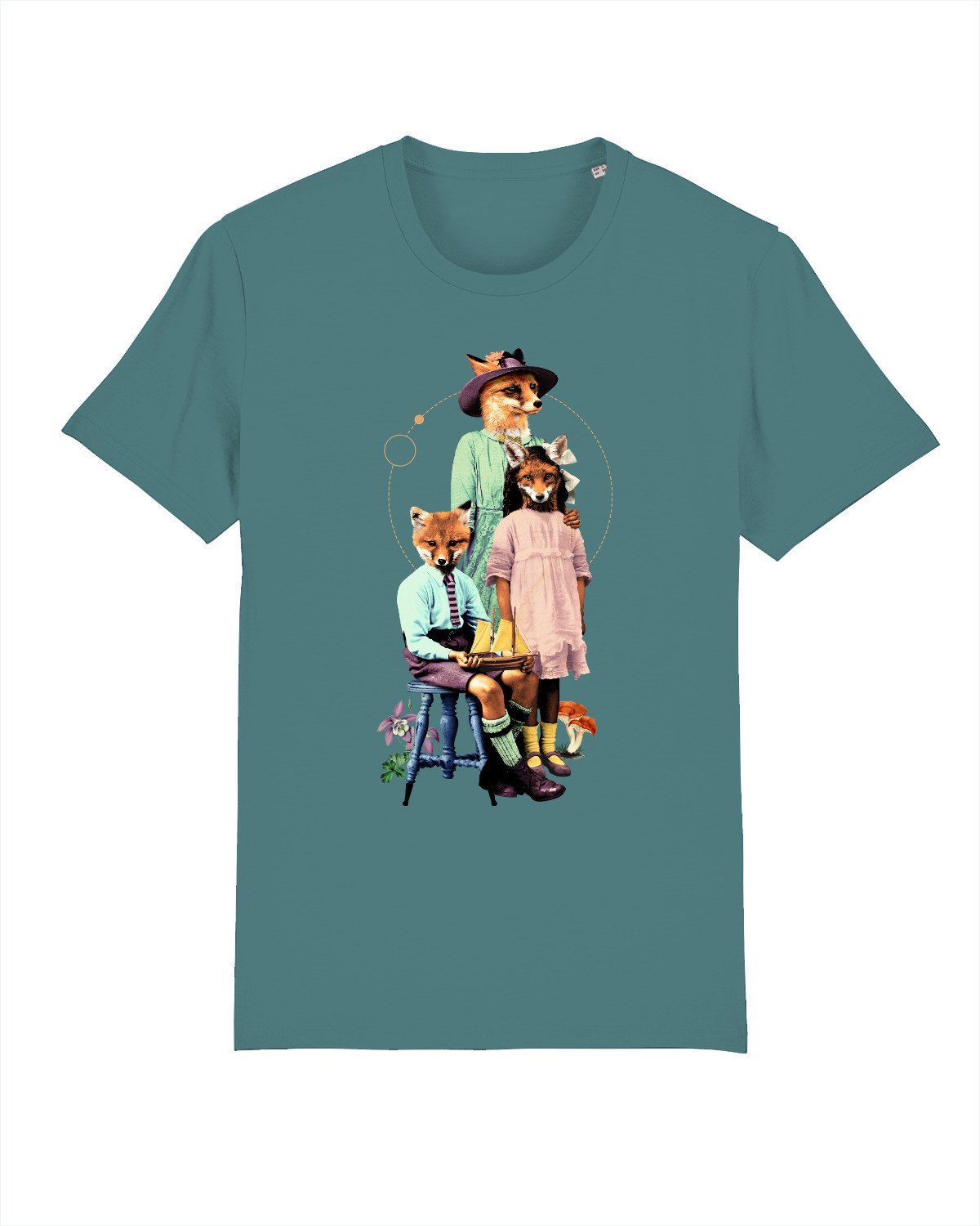 wat? Apparel Print-Shirt Fancy Fox (1-tlg) Teal Monstera