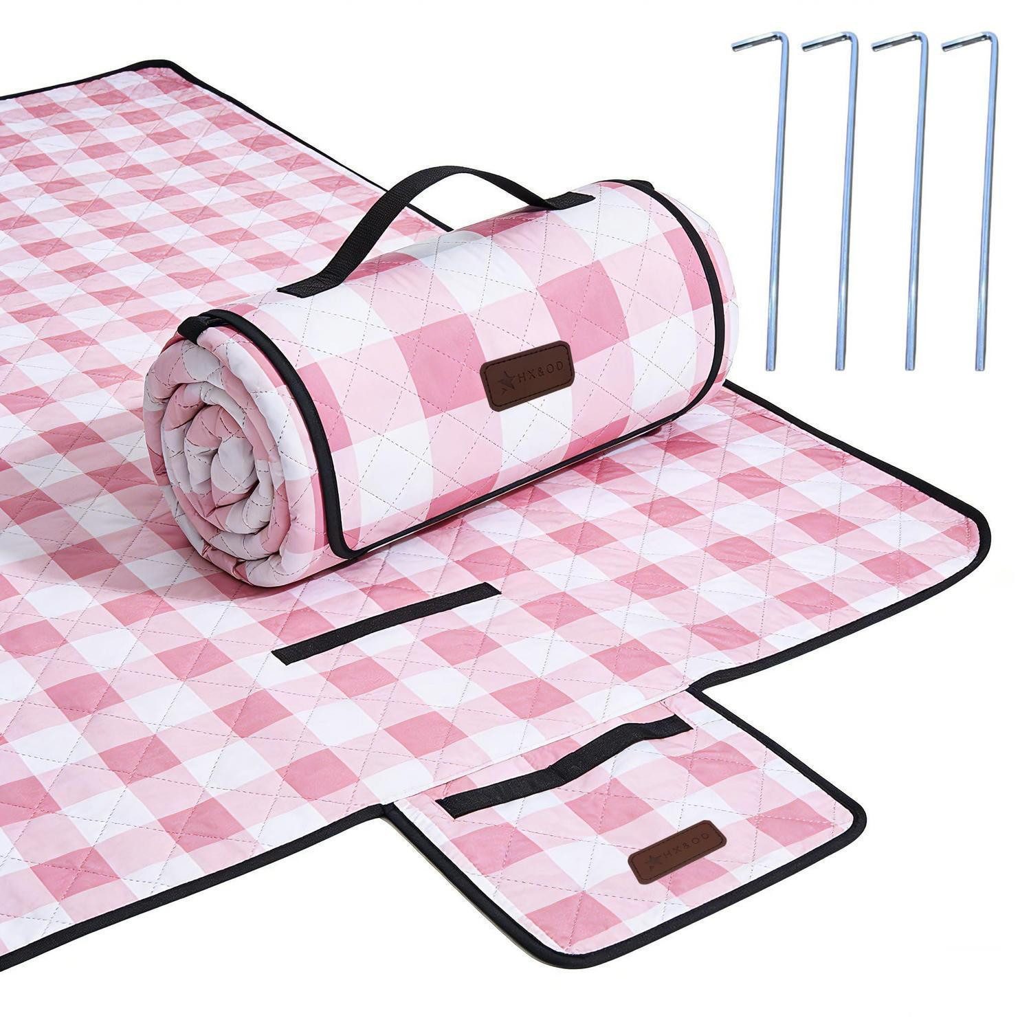 Picknickdecke Picknickdecke wasserdicht faltbar 203 x 203 cm (Quadratisch) Rosa, LuxusKollektion