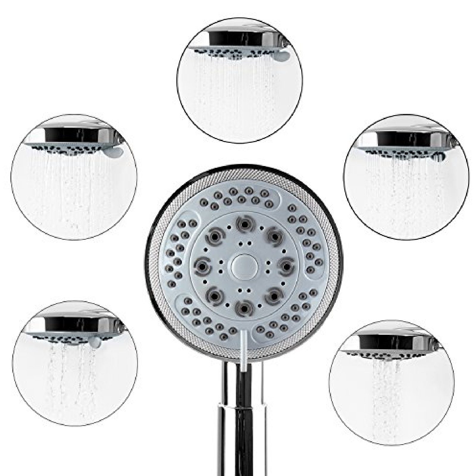 WANTOUTH Duschkopf 10cm 5 Strahlarten - Regendusche 360° Schwenkbar