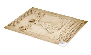 Posterlounge Wandfolie Leonardo da Vinci, Vitruvianischer Mensch, Arztpraxis Illustration