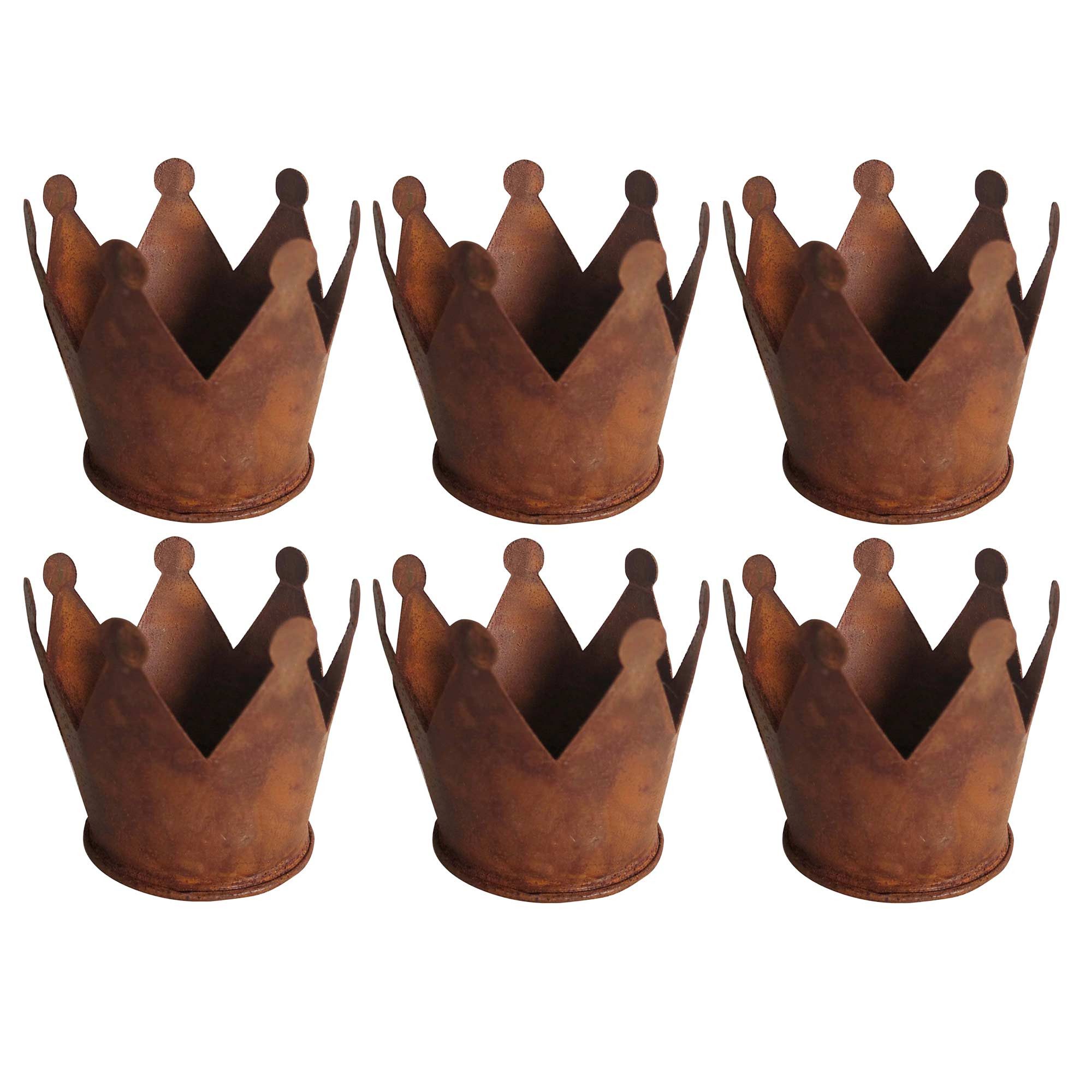 UNUS GARDEN Dekofigur Krone Zink Rost Ø9,5 verschiedene Sets (6 St)