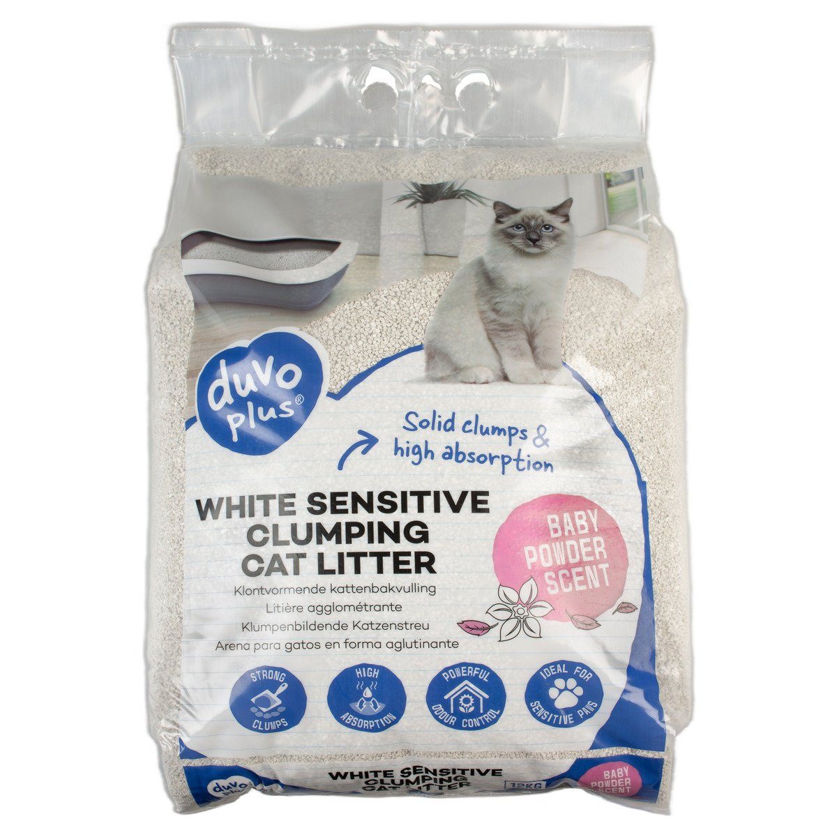 DUVO+ Katzenstreu Katzenstreu White Sensitive Baby Powder 12 kg