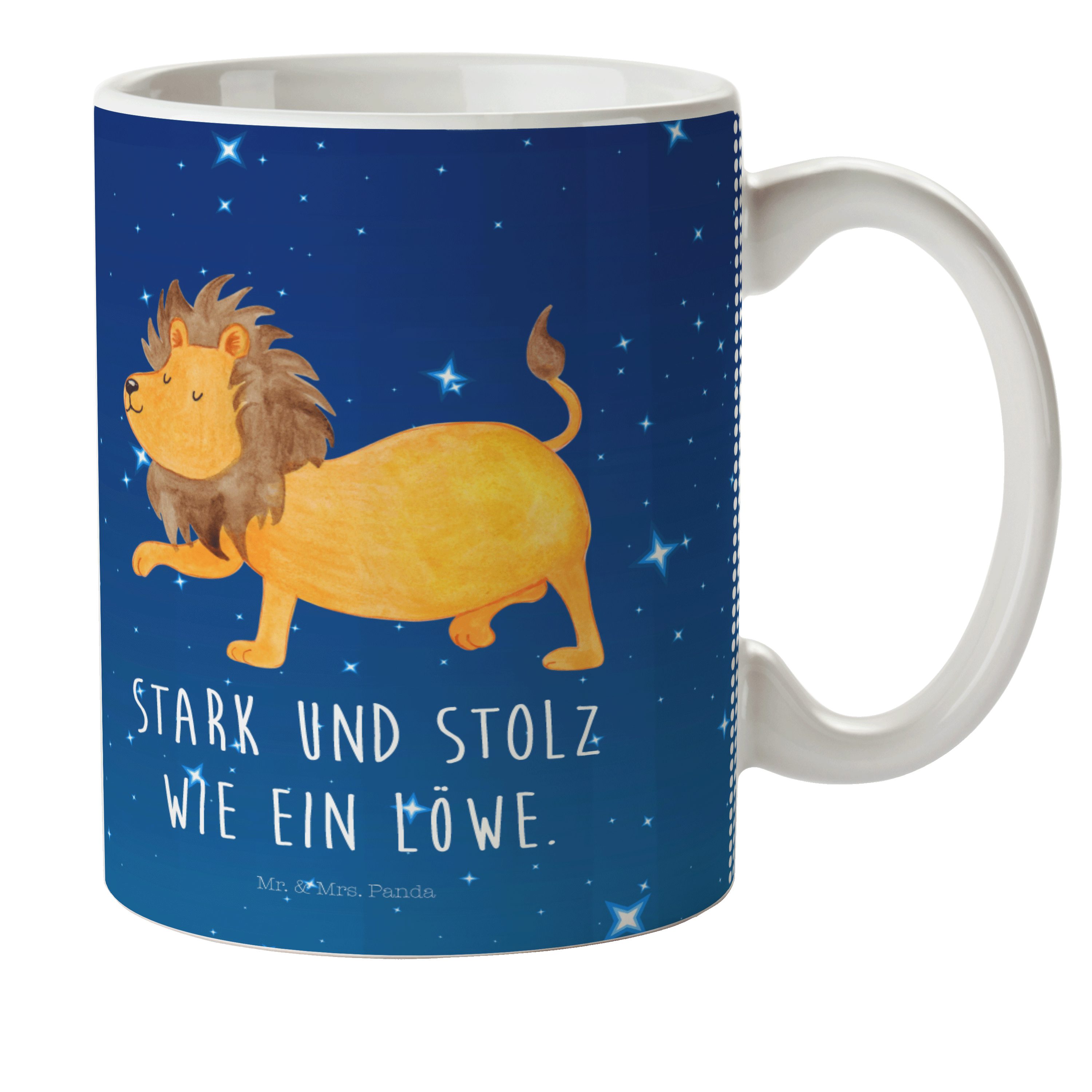 Mr. & Löwe Mrs. Geburtst, Horoskop, Sternenhimmel - Kinderbecher - Blau Panda Geschenk, Sternzeichen Kunststoff