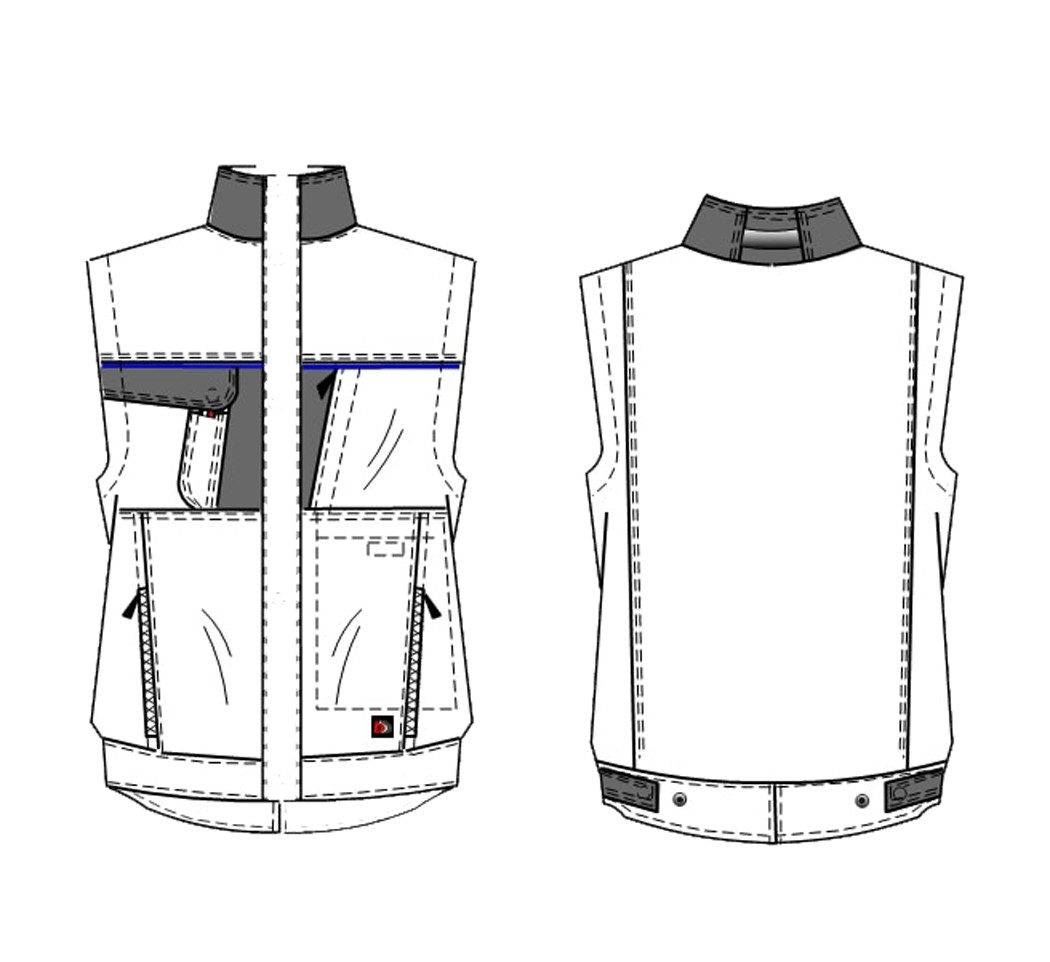 BEB Arbeitsweste beb HANDWERK Herren Weste INFLAME Polyestermix Kornblau/Schwarz