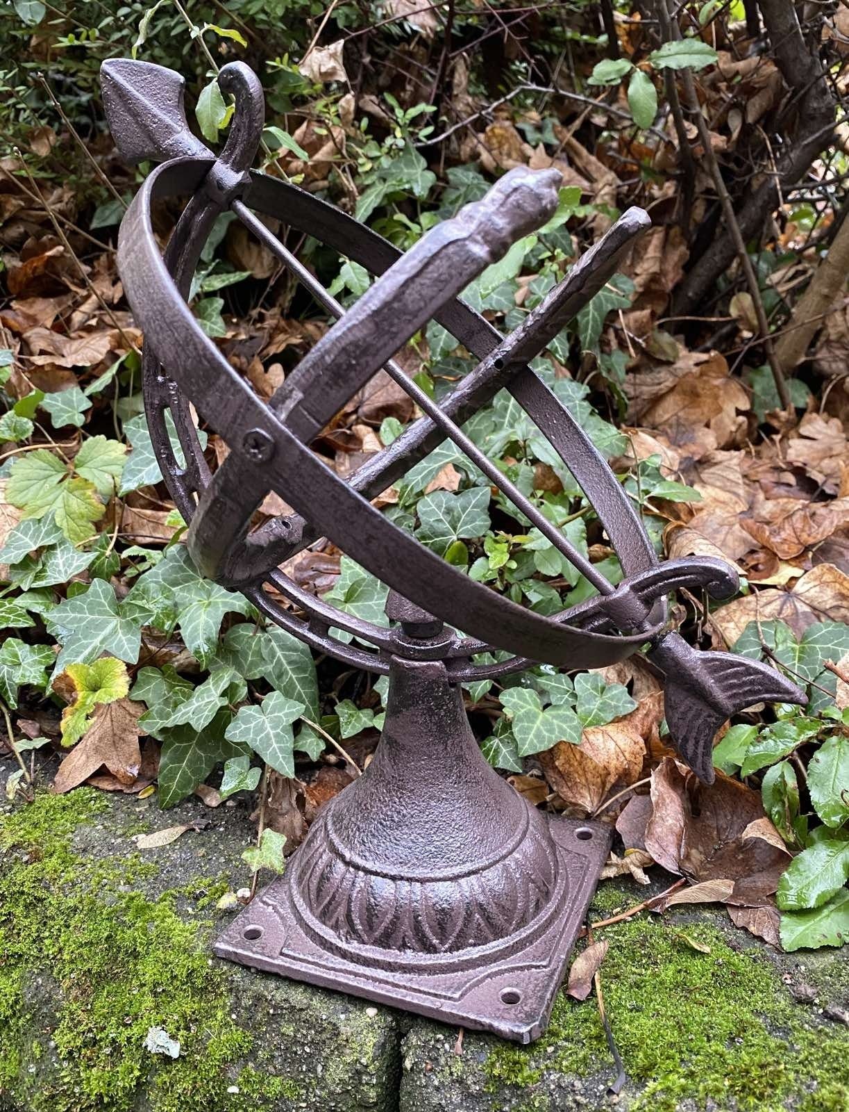 Garten braun 32cm Eisen Sonnenuhr Gartenfigur Nostalgie Dekoration Antik-Stil Aubaho Sonne