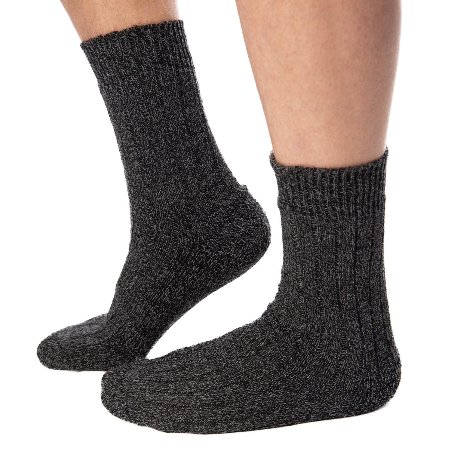 Black Snake Norwegersocken warme Norweger Unisex Wollstrümpfe Style Anthrazit im (3-Paar)