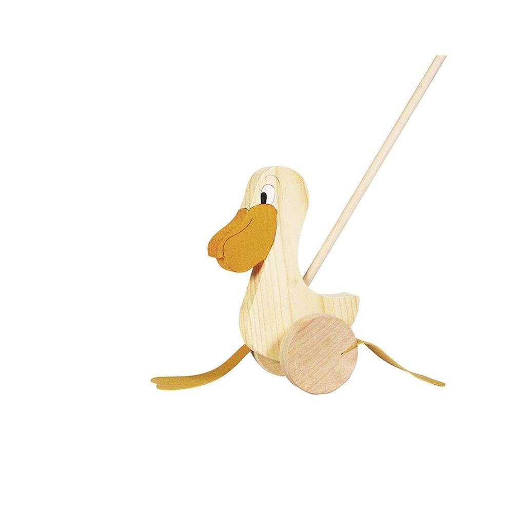 goki Nachziehtier Schiebetier Pelikan, 22 cm, aus Holz, mit Watschelfüße
