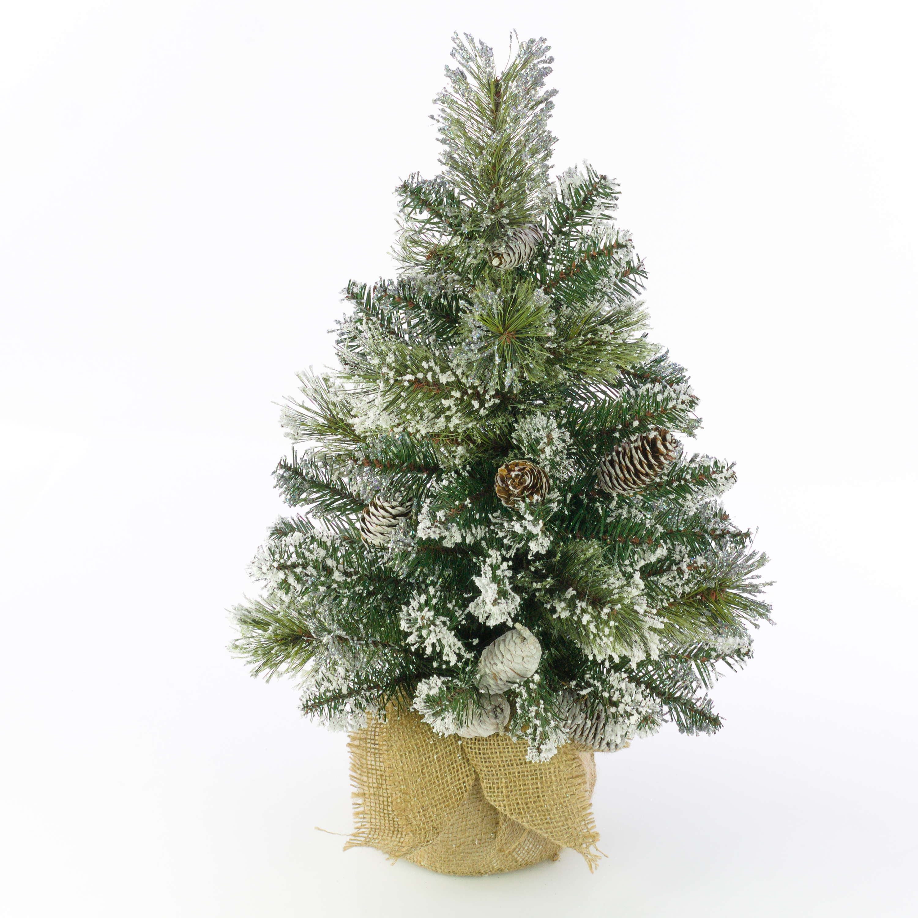 artplants Künstlicher Weihnachtsbaum Tannenbaum RIGA, Tannenzapfen, schee, Glitzer, 56 Zweige, 60cm, Ø 40cm