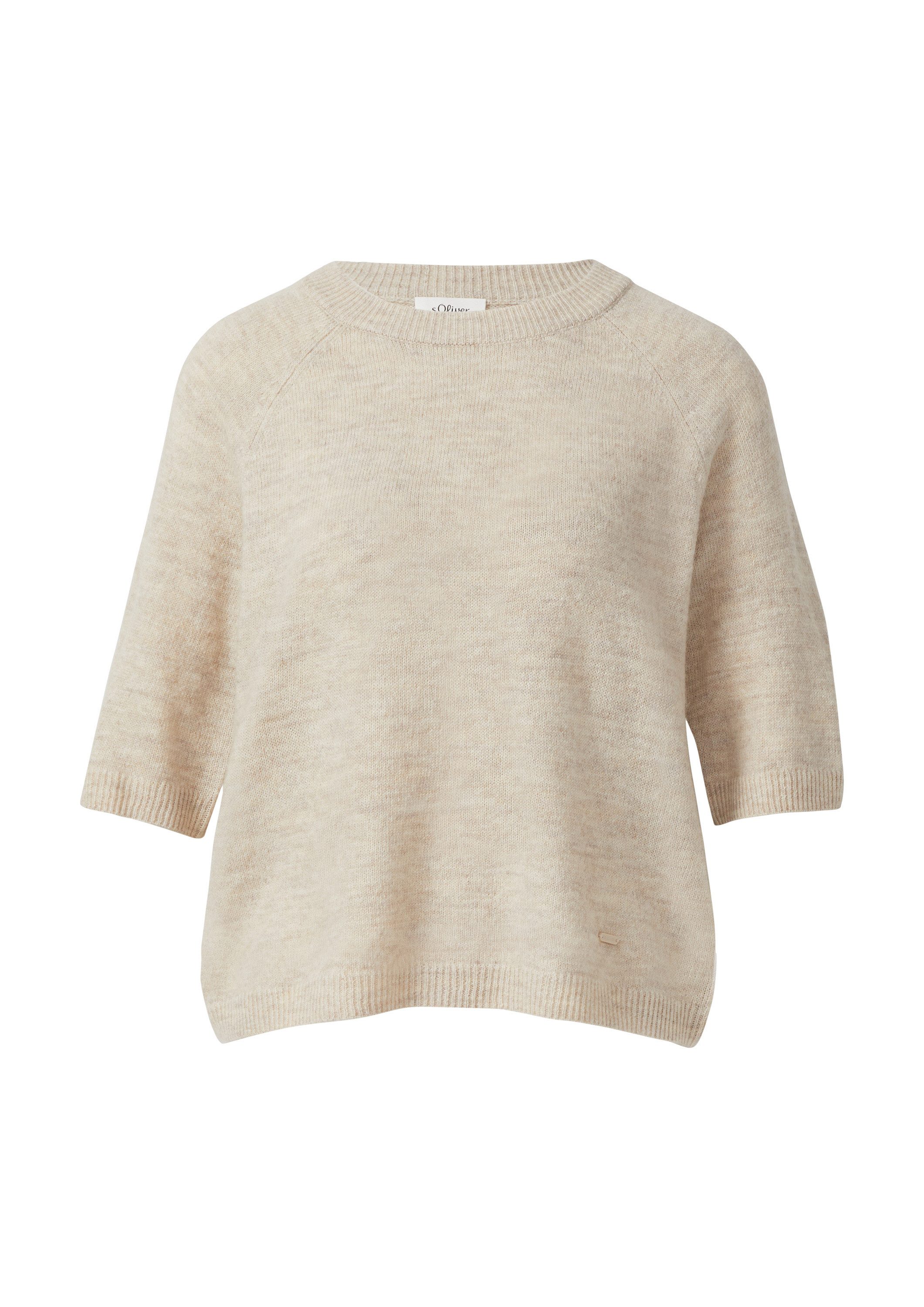 s.Oliver Kurzarmpullover Strickpullover Kurzarmpullover aus Alpakamix