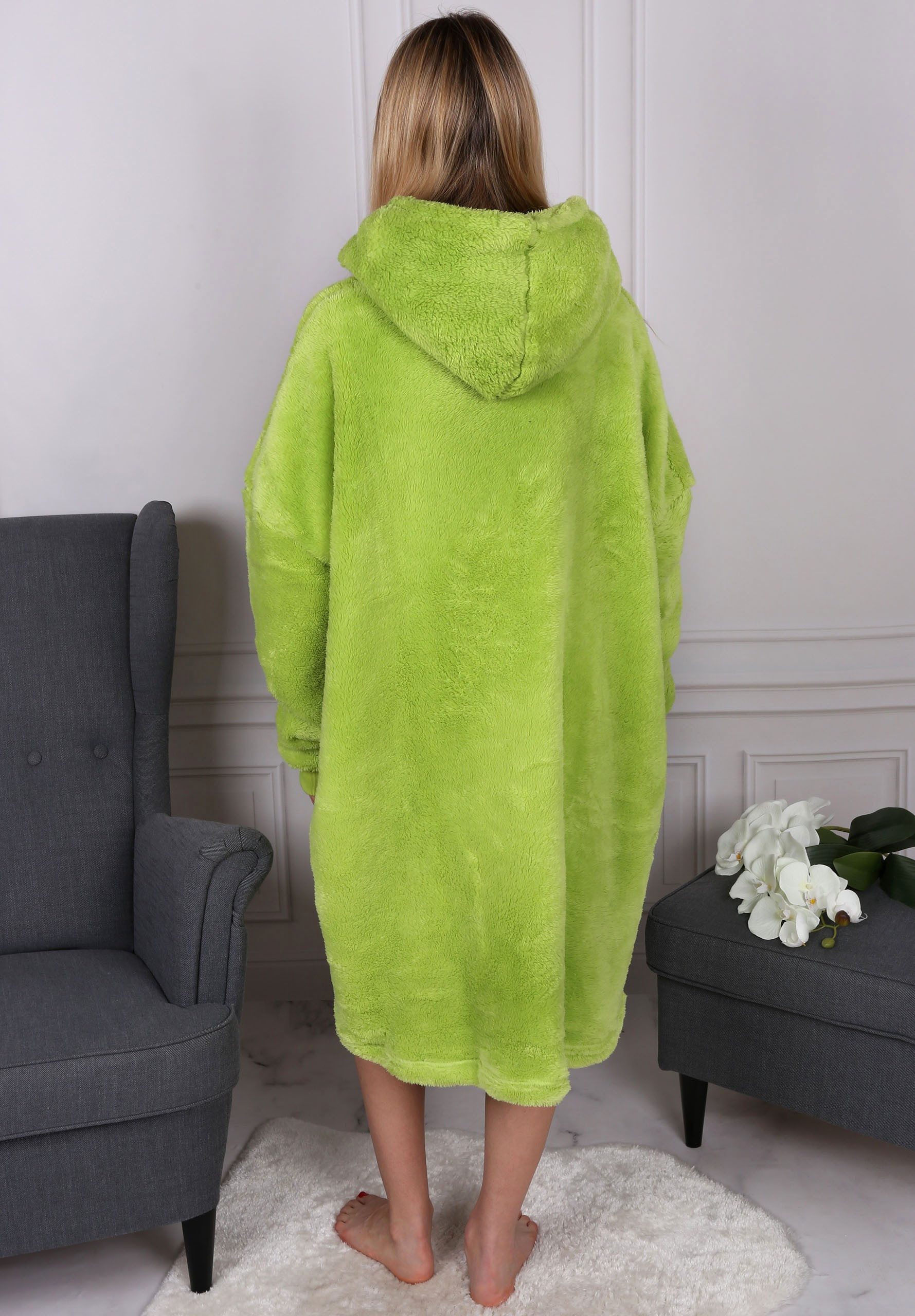 Sarcia.eu Bademantel Grinch Grün, Unisex-Kapuzen-Sweatshirt/Mantel/Decke, Snuddie