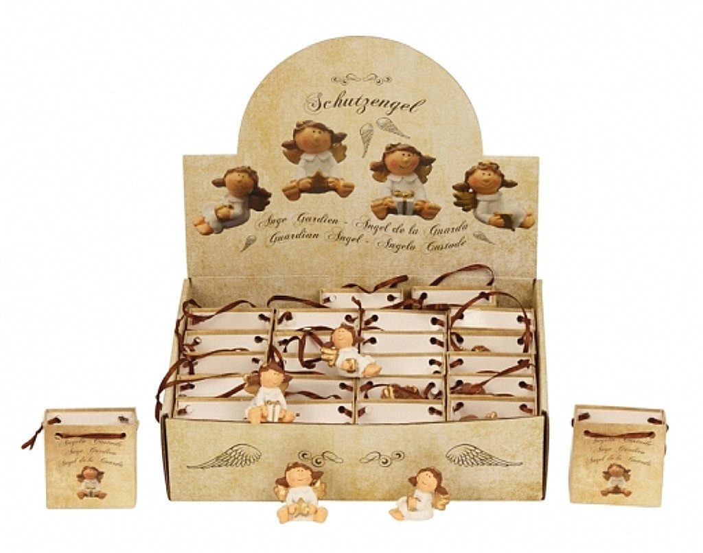 Geschenkestadl Engelfigur 24er Display „Schutzengel“ – süße Engel-Figuren in Geschenktütchen (24 St)