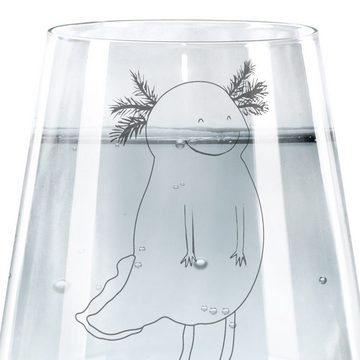 Mr. & Mrs. Panda Glas Axolotl Glücklich, Spülmaschinenfeste Trinkglser, Wasserglas, Premium Glas, Exklusive Gravur