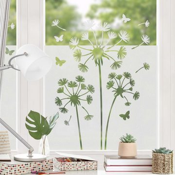 Fensterfolie statisch haftend Motiv Fensterdeko Pusteblume Schmetterlinge Blume, Bilderdepot24, blickdicht, Sichtschutzfolie selbsthaftend & repositionierbar inklusive Anleitung, Innen Fenster Tür Balkontür Küche Badezimmer Wohnzimmer Schlafzimmer