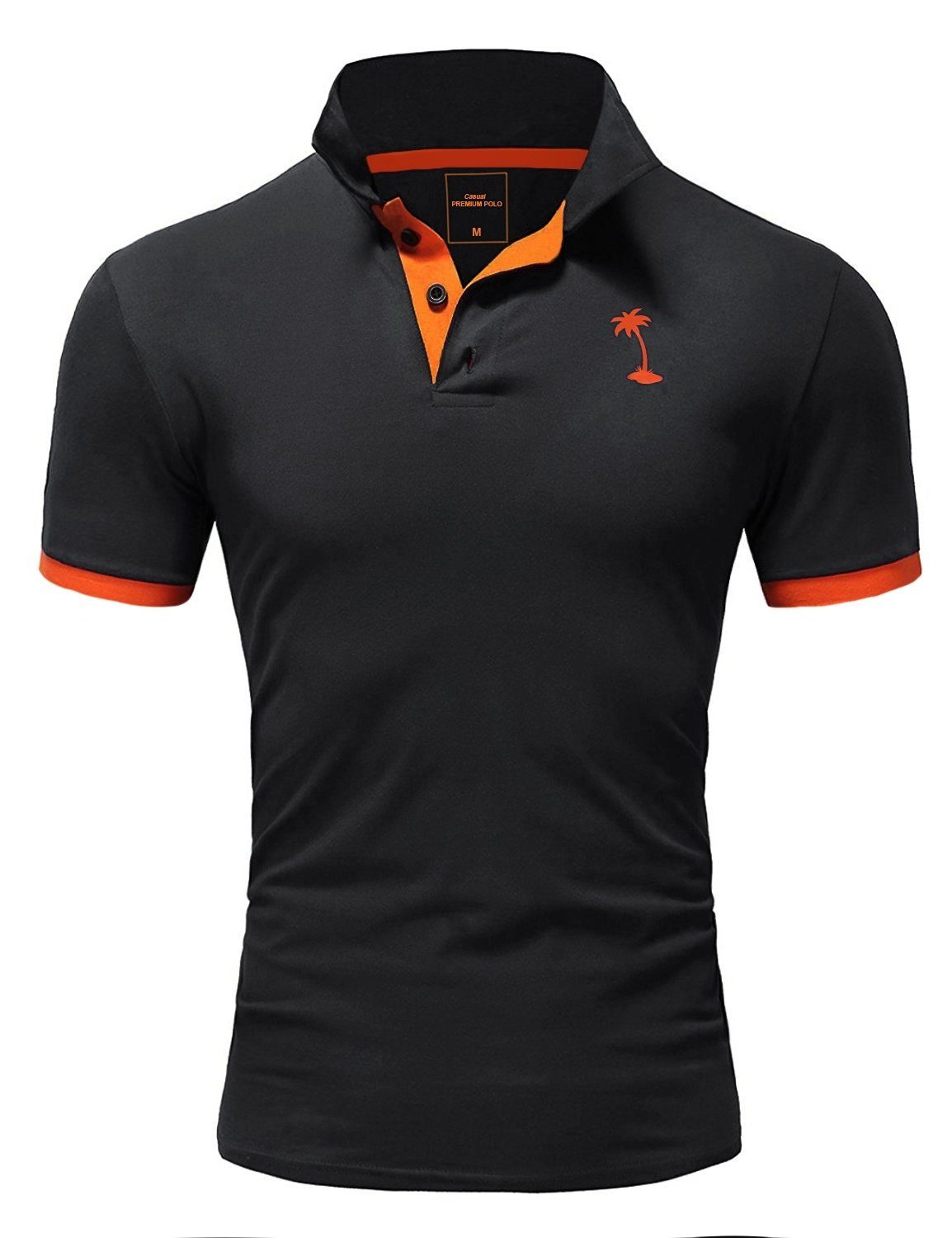 behype Poloshirt EDIN mit kontrastfarbenem Palmen-Logopatch