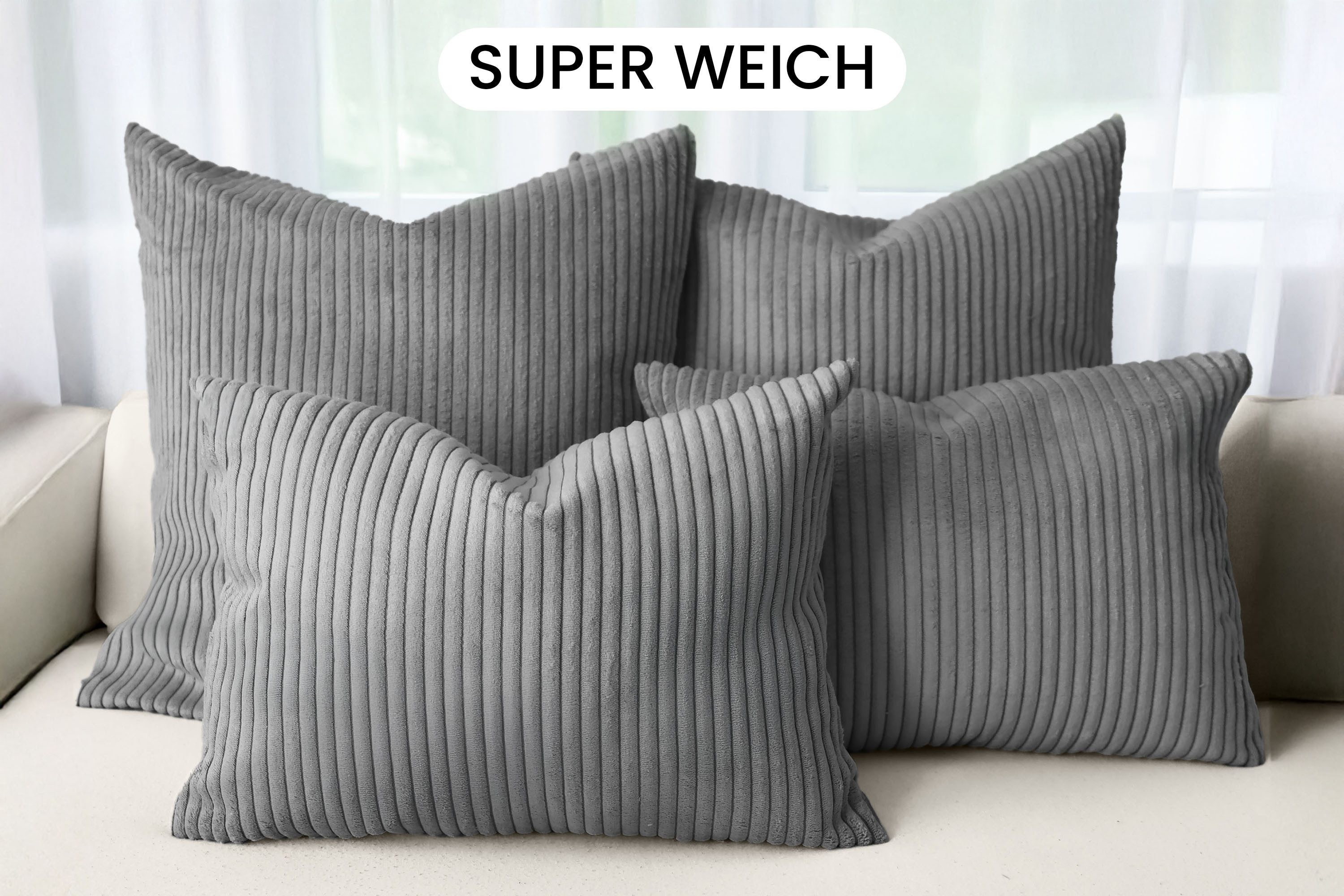 Amilian Dekokissen - Kissen Set 4er - Sofakissen mit Füllung 2x 50x50 + 2x 35x45cm, (4 Stück) Kuschelkissen - Zierkissen mit Kissenfüllung - Couchkissen