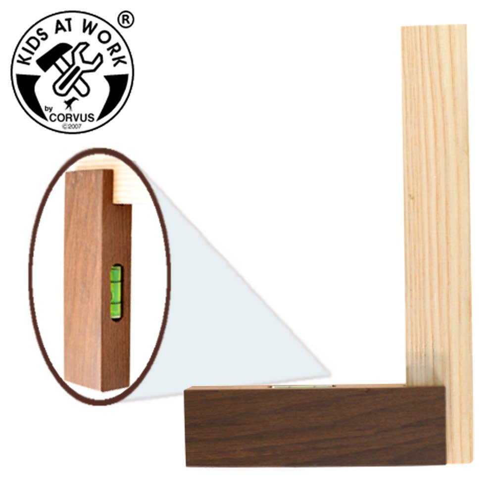 Corvus Kinder-Wasserwaage Winkel, Holz mit Wasserwaage