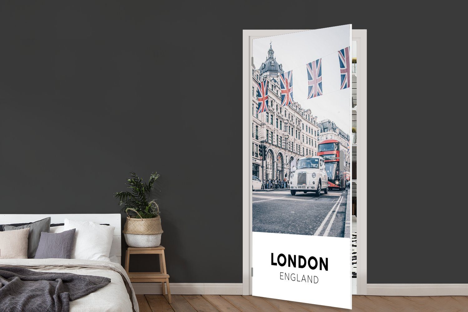 MuchoWow Türtapete London - Fototapete - bedruckt, cm für 75x205 Flagge, England (1 Matt, Tür, Türaufkleber, St)