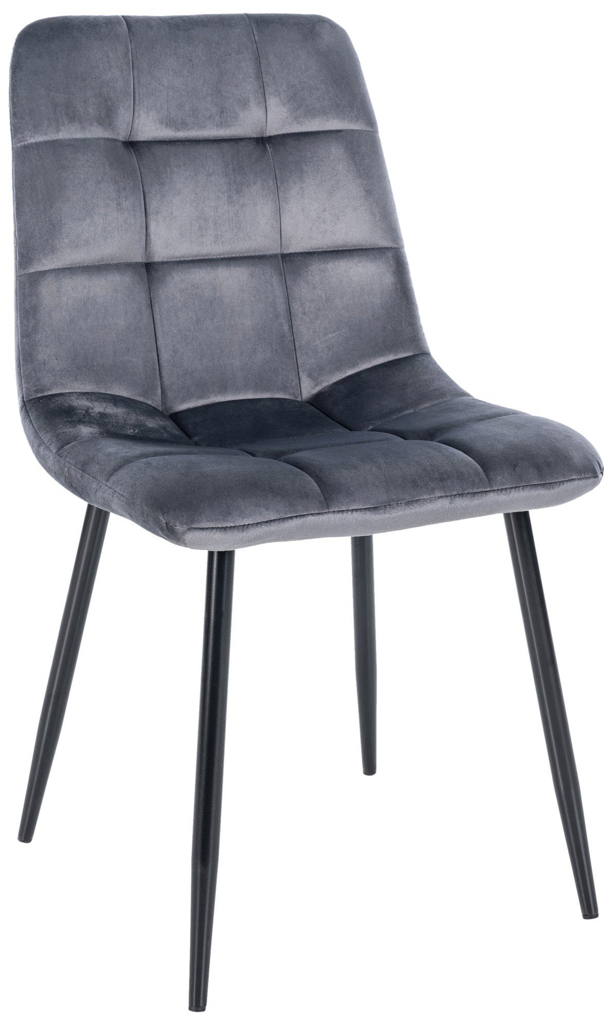 TPFLiving Esszimmerstuhl Atina mit hochwertig gepolsterter Sitzfläche - Konferenzstuhl (Küchenstuhl - Wohnzimmerstuhl), Gestell: Metall schwarz - Sitzfläche: Samt dunkelgrau