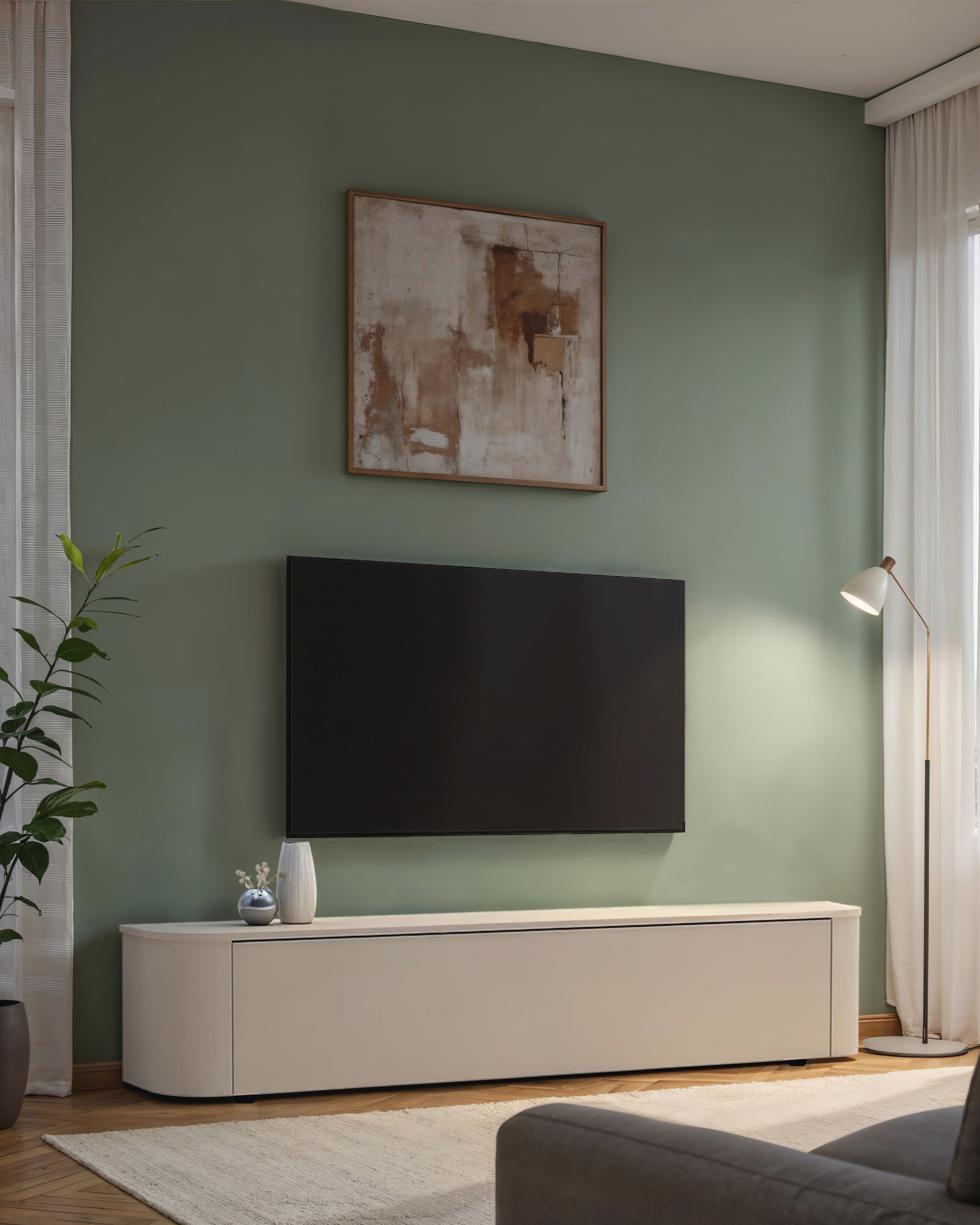 OTTO home Lowboard Lido, 181 cm breit, 1 Klappe, TV-Schrank, TV-Kommode, Medienboard, Formgebogenes MDF, Stirnseiten Rundung, Push-to-open, hängend/stehend