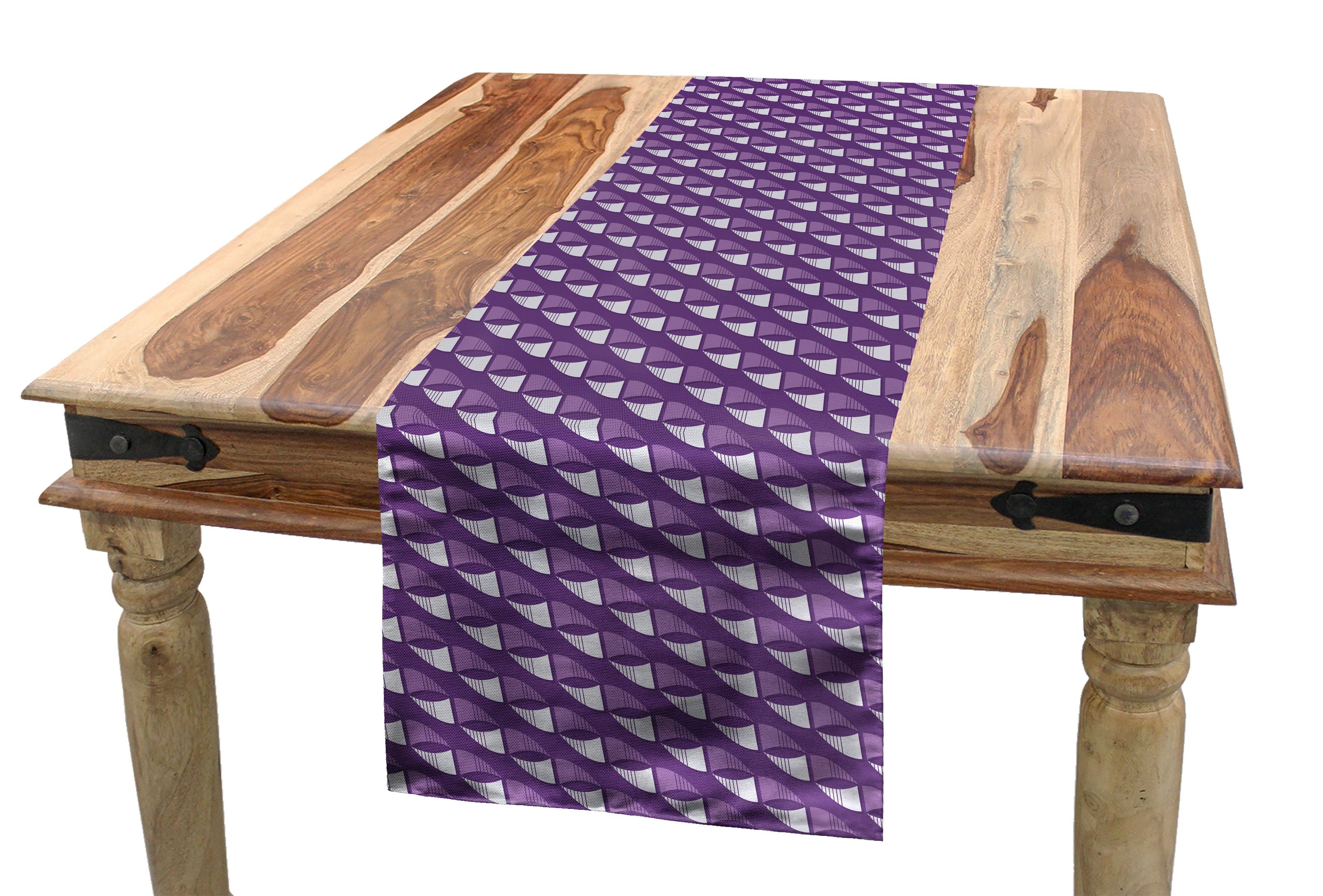 Tischläufer, Geometrie Esszimmer Küche Abstrakte Tischläufer Rechteckiger Dekorativer Abakuhaus Diagonal Violet