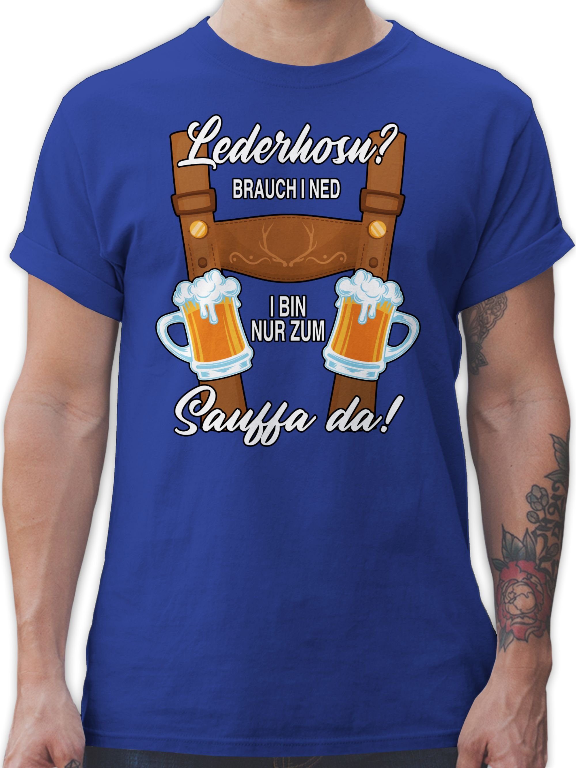 Shirtracer T-Shirt Trachten Outfit Sauffa Lederhose Lausbub Mode für Oktoberfest Herren 03 Royalblau