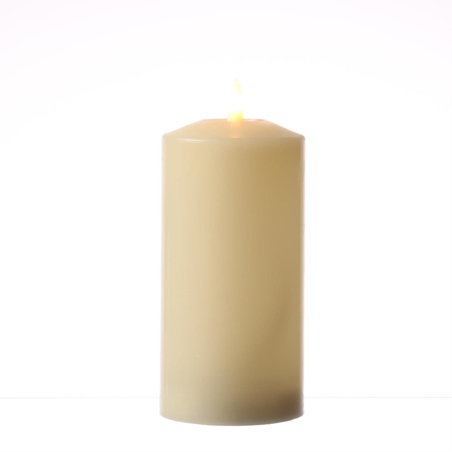 LED-Kerze Stumpenkerze Echtwachs flackernd H: 17,5cm D: 7,5cm Timer creme