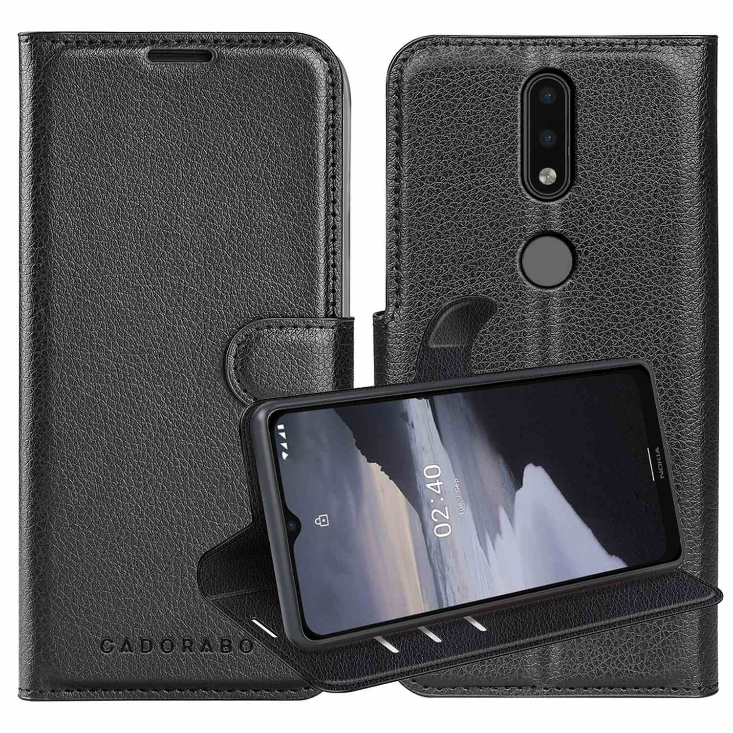 Cadorabo Handyhülle für Nokia 2,4 Hülle Nokia 2,4, Hülle Schutzhülle mit Standfunktion, Kartenfach und Magnetverschluss