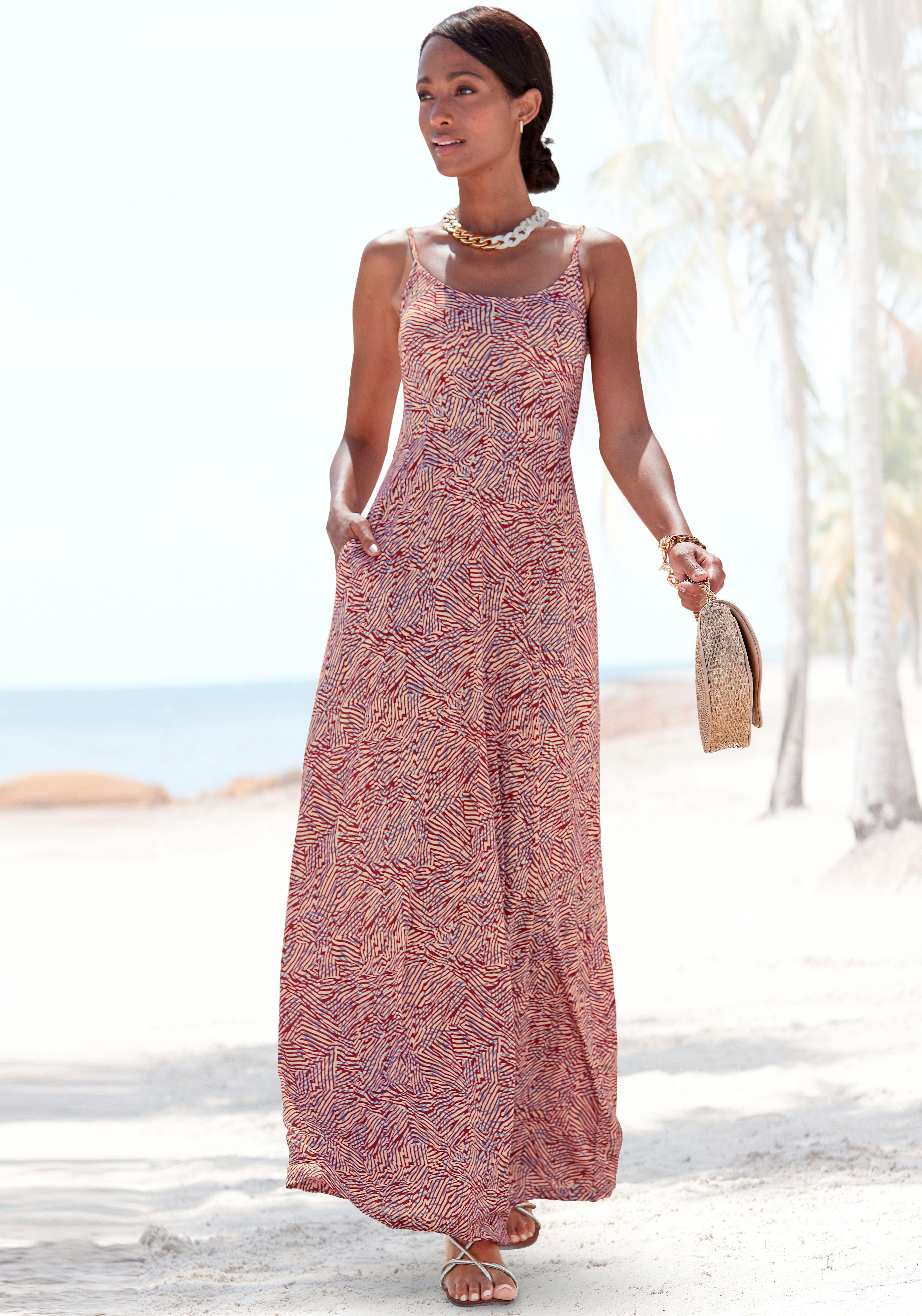 Vivance Maxikleid mit grafischem Alloverdruck und Taschen, Sommerkleid,  Strandkleid