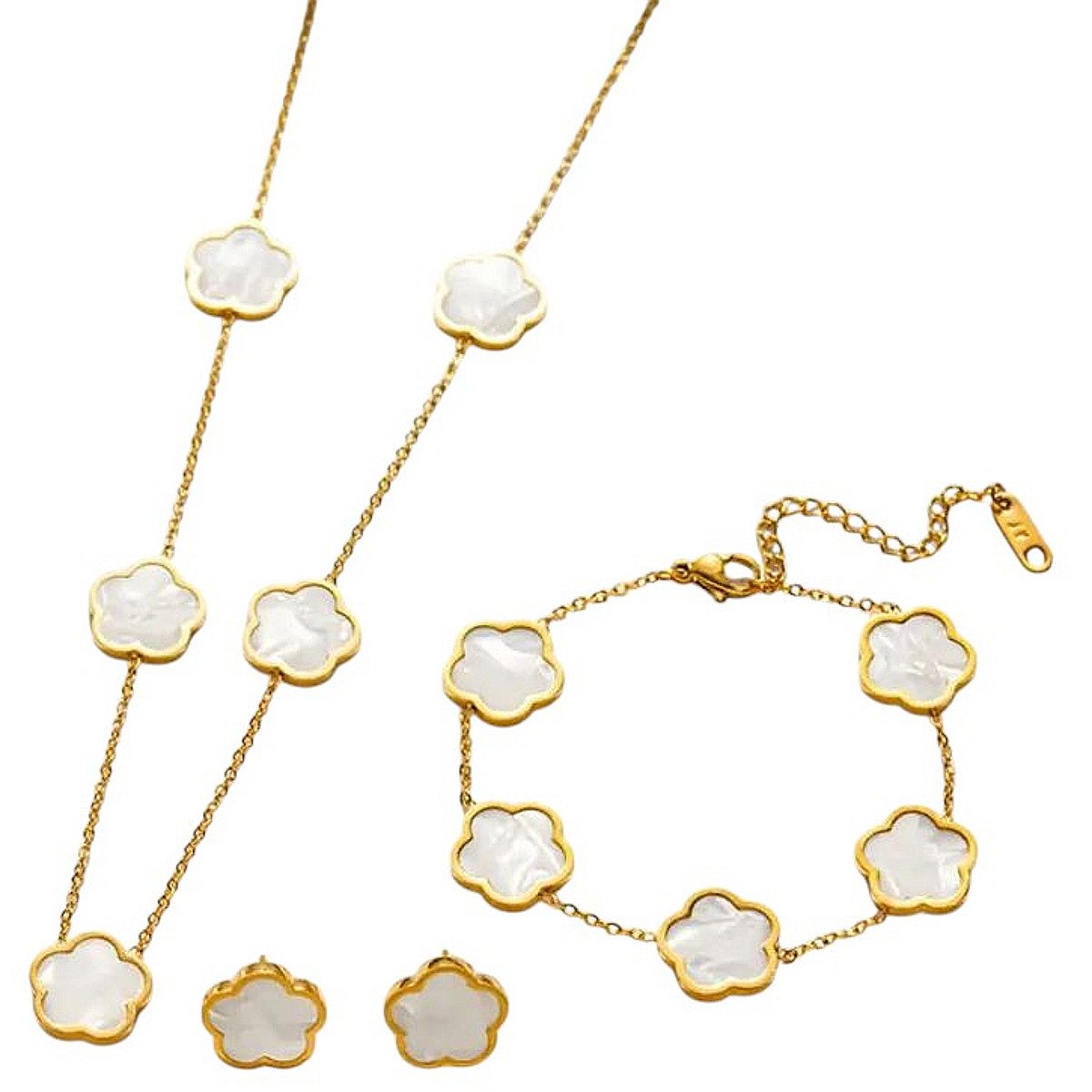 KARMA Schmuckset Damen Edelstahl Goldfarben Perlmutt günstig online kaufen