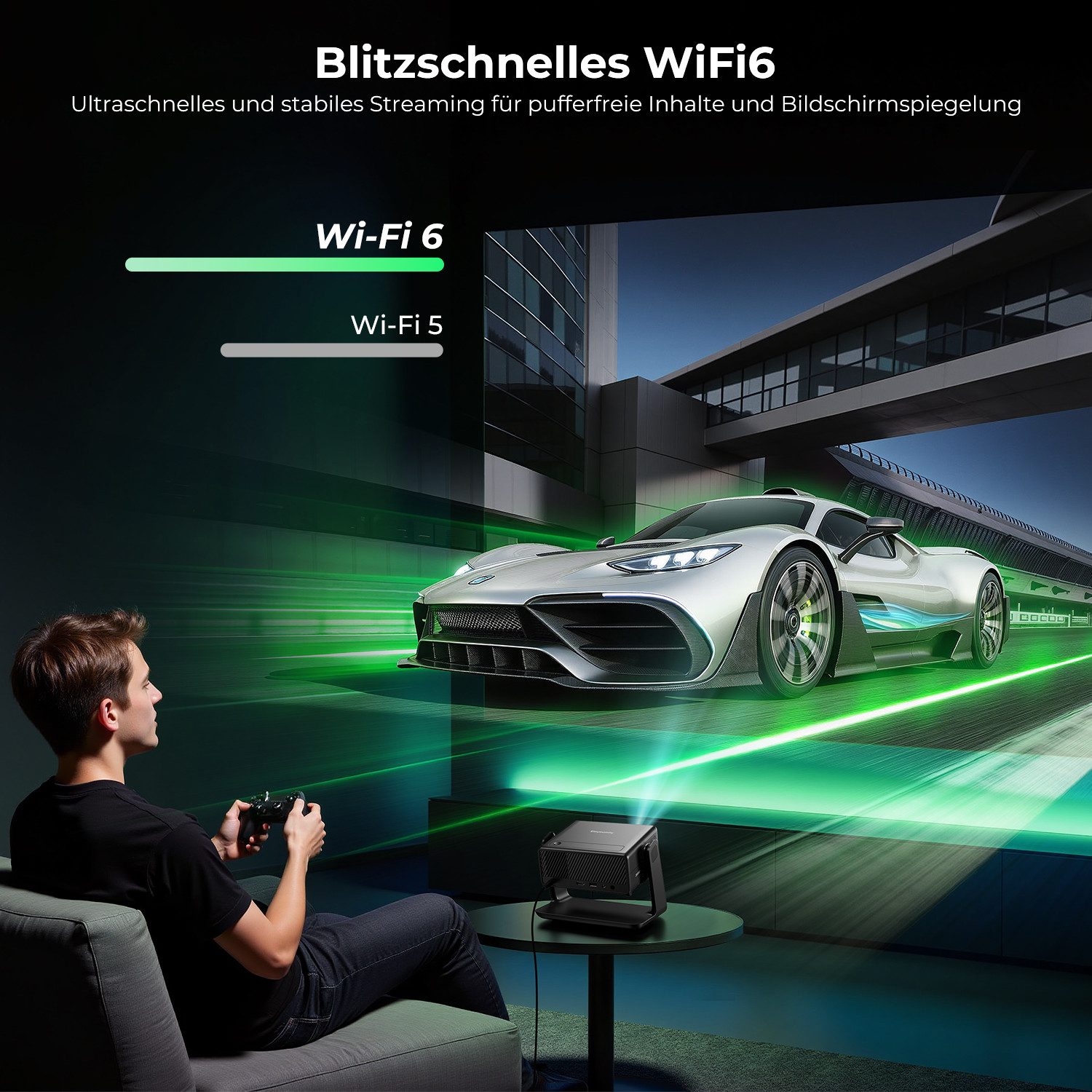 Einyoumily Beamer 4K Mit Netflix Zertifizierung Elektrischer Fokus Heimkino Beamer (28000 lm, 10000:1, 3840x2160 px, Full HD) schwarz