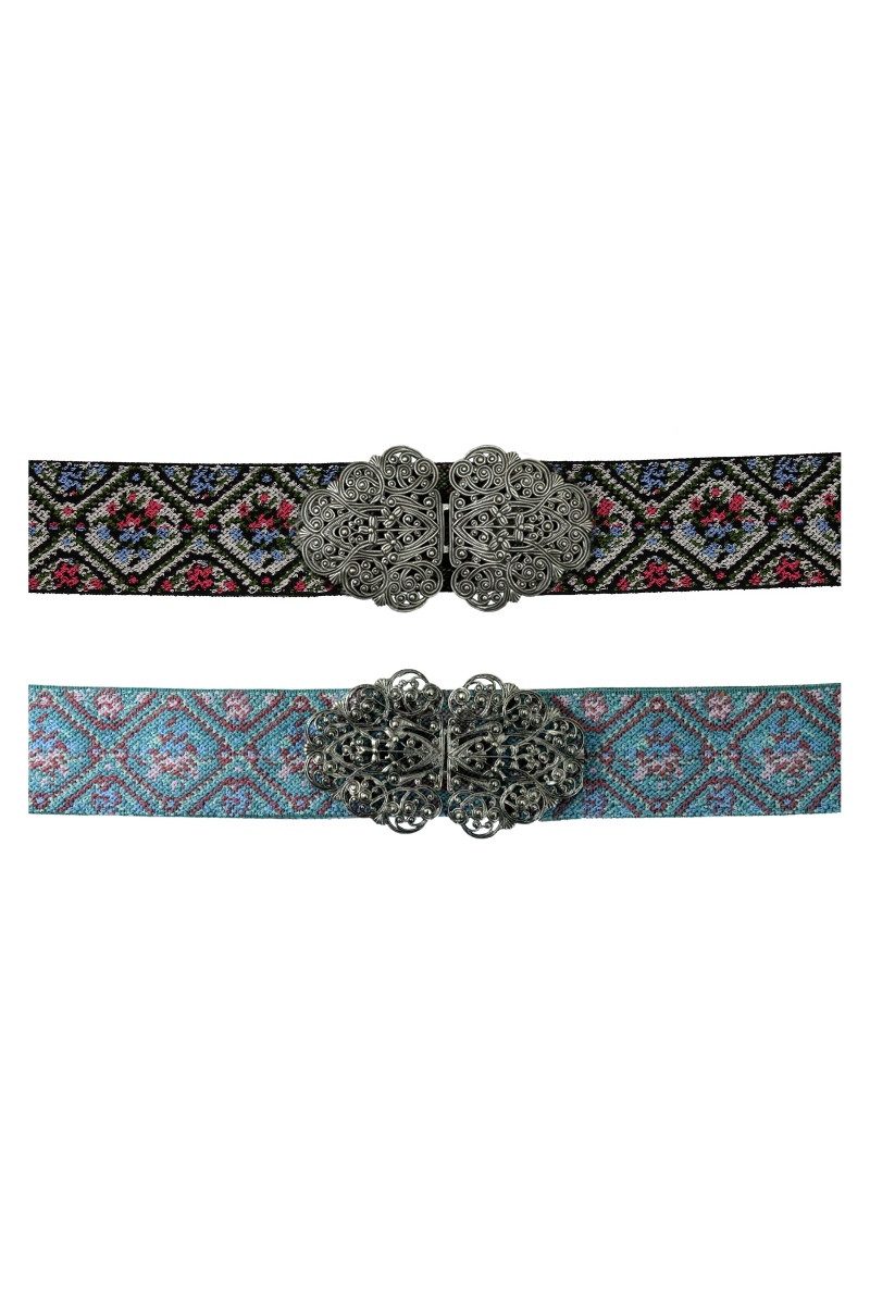 Herbert Hahn Ledergürtel Stretchgürtel Damen - SOMMERLUST II - grün/blau/ro günstig online kaufen