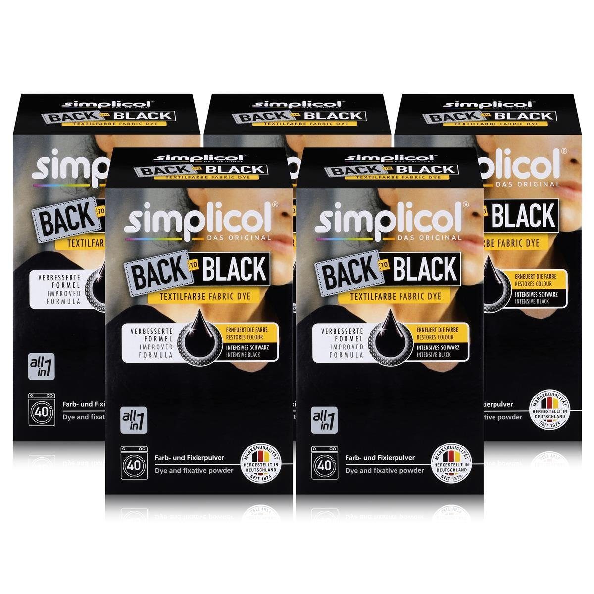 simplicol Textilfarbe Simplicol Textilfarbe Back to Black 400g - Erneuert die Farbe (5er Pac