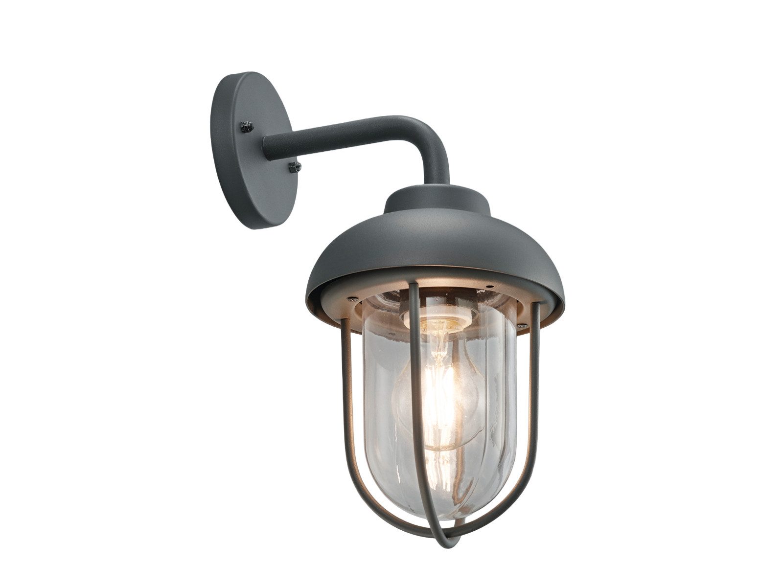 TRIO Leuchten LED Außen-Wandleuchte Aluminium Anthrazit & Glas, Höhe 33cm, LED wechselbar, warmweiß, Haus-Wand Außenleuchte zur Fassadenbeleuchtung inkl. E27 LED