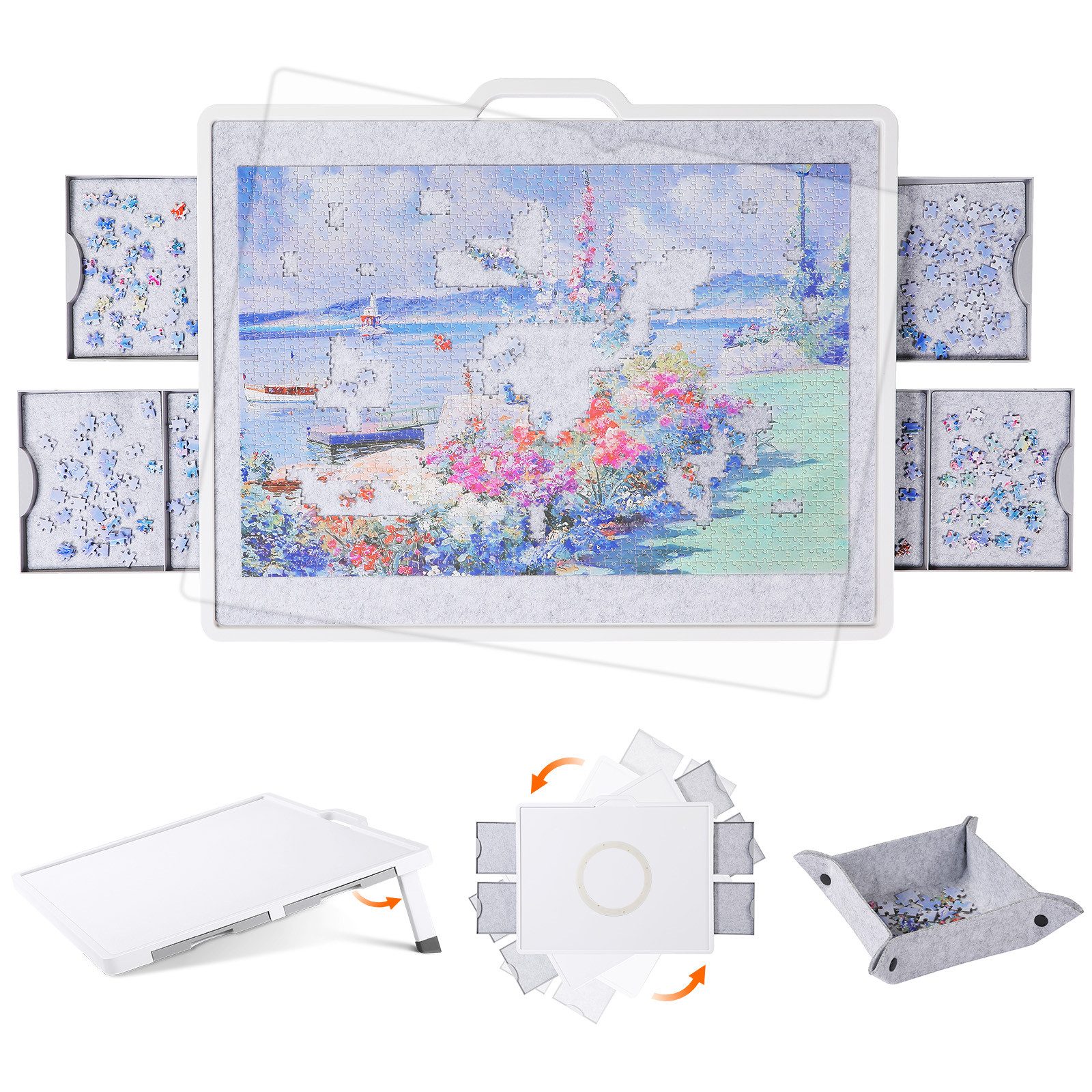 Lifewit Puzzleunterlage Puzzlebrett Tragbar Puzzle mit Filzmatte Multifunktionaler Puzzletisch