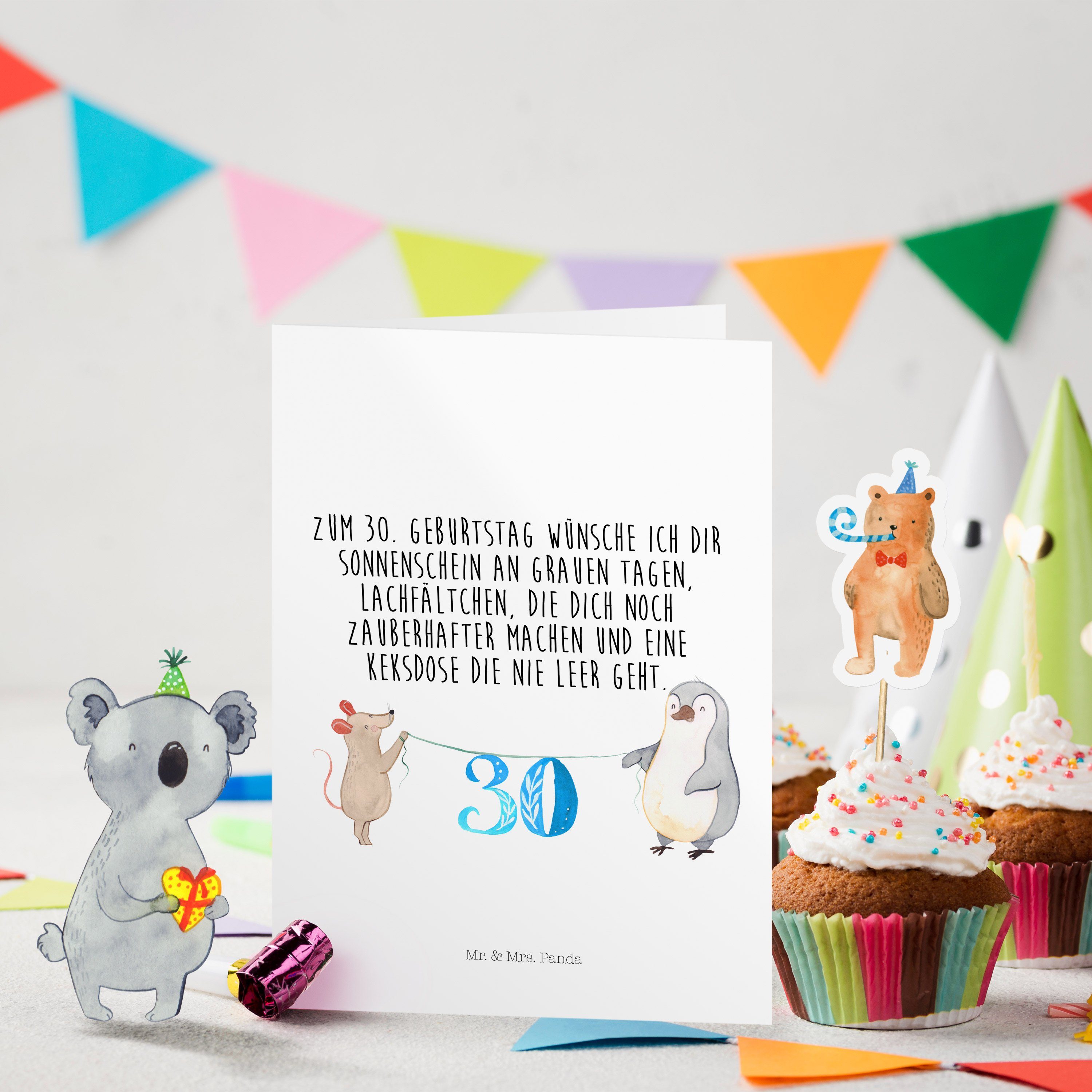 Mr. & Mrs. Panda Geburtstagskarten Geschenk, - 30. Maus Geburtstag Pinguin - H Weiß Geburtstagsgeschenk