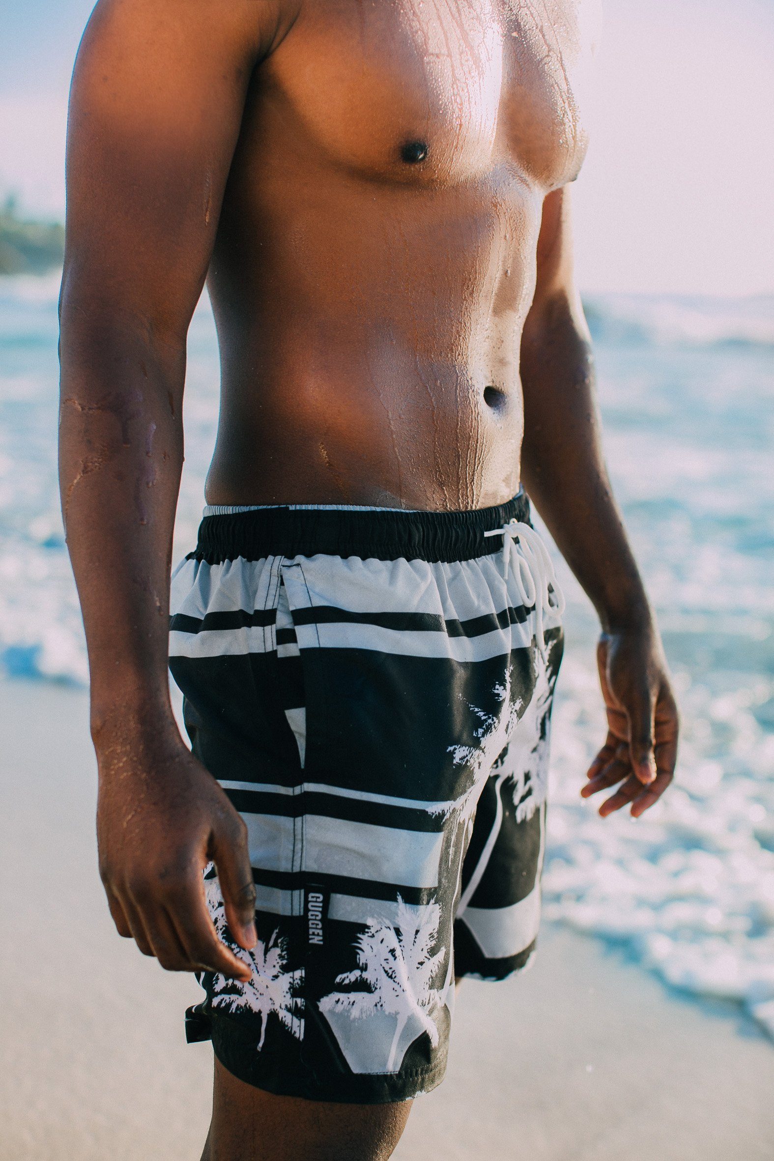 GUGGEN Mountain Badehose Badehose Herren Badeshorts Palmen Beach Muster Bad günstig online kaufen