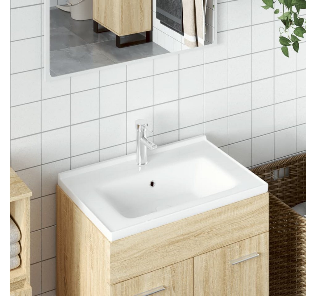 Thumbnail - vidaXL Waschbecken Waschbecken Badezimmer Einbauwaschbecken Handwaschbecken Weiß 71x48x19