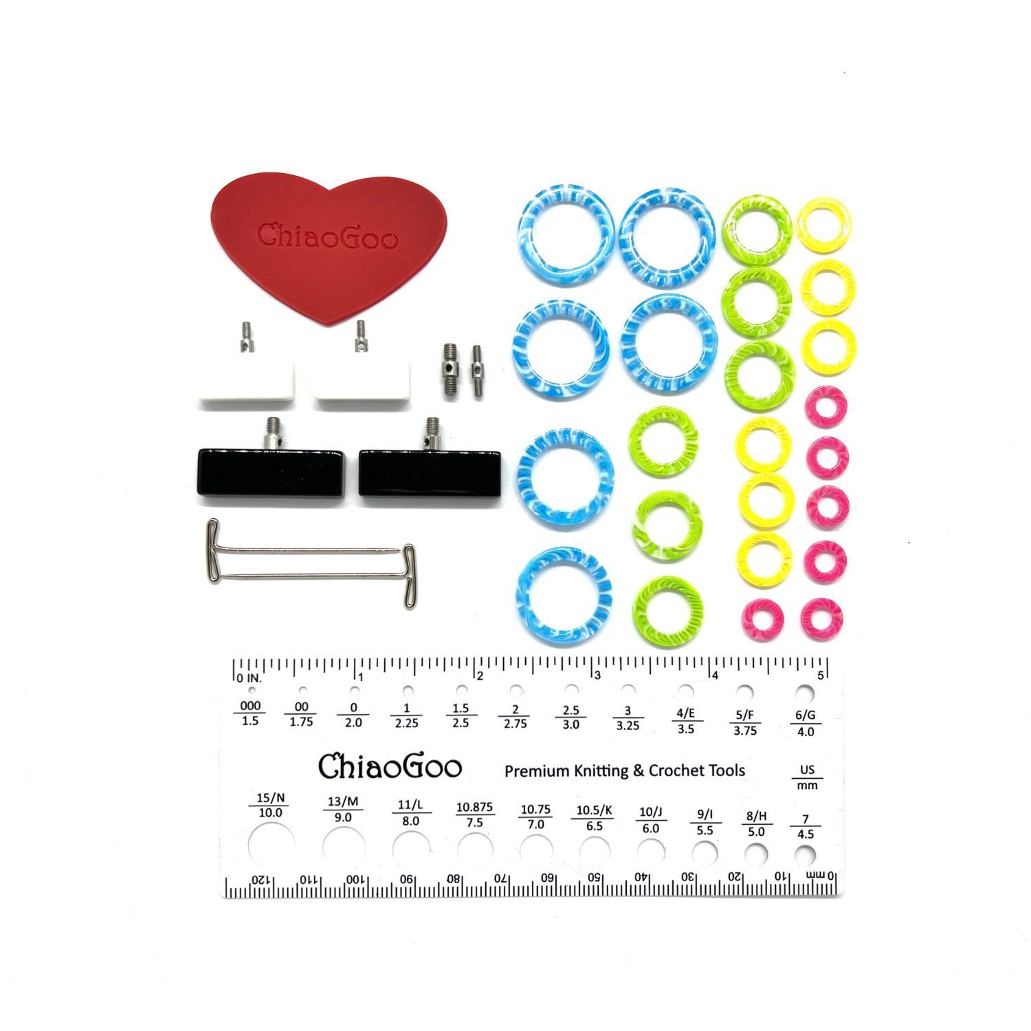 ChiaoGoo Rundstricknadeln Bambus Rundstricknadelset SPIN BAMBOO COMPLETE, Stricknadel-Set mit auswechselbaren Nadelspitzen 2,75 - 10,0 mm