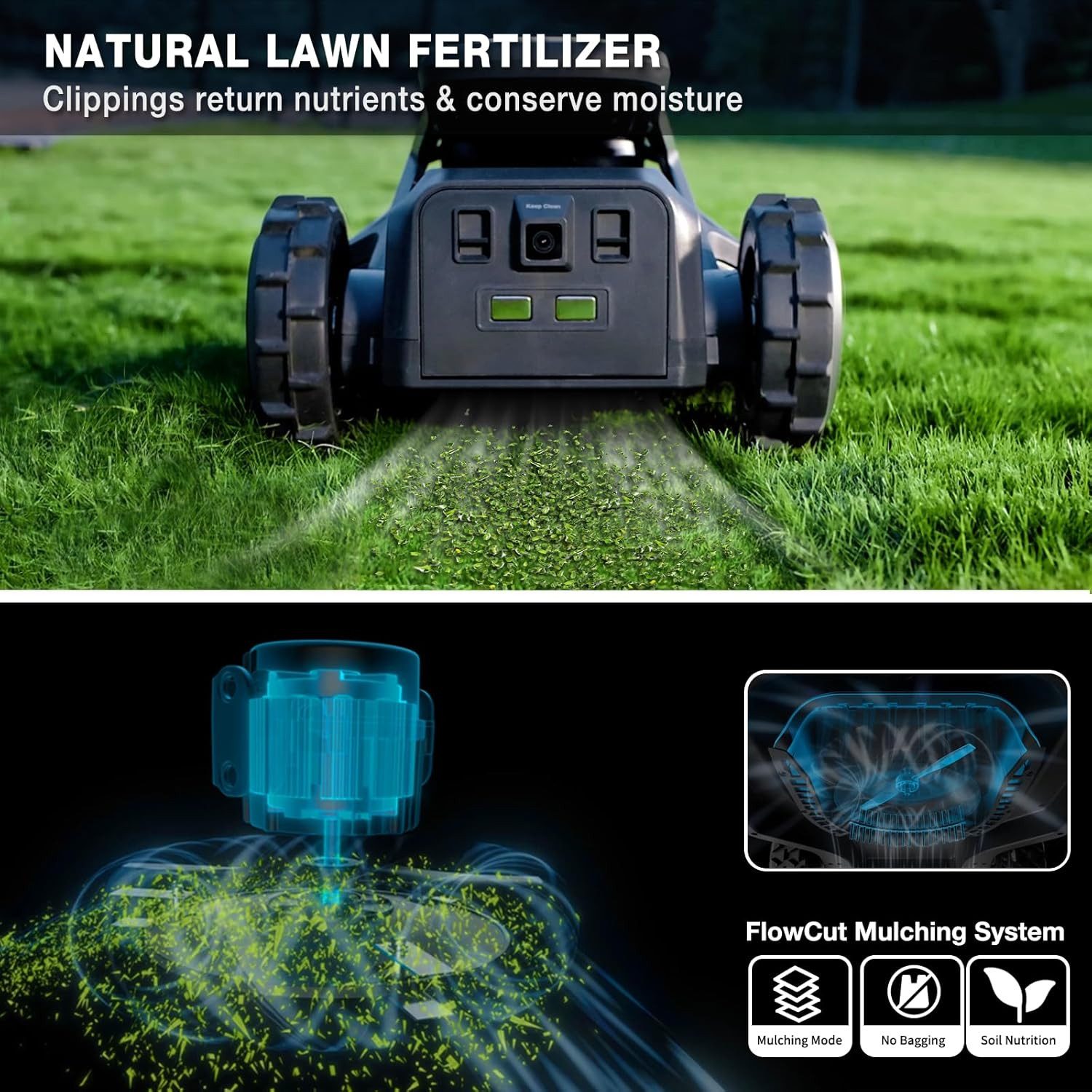 Gotagee AirSeekers intelligent robotic lawnmower, 360° obstacle avoidance, 21.9 V, 20 cm cutting width, (Equipped with RTK, maximum mowing area 2400 square meters), climbing ability up to 65%, equipped with RTK, Bluetooth/Wi-Fi/4G