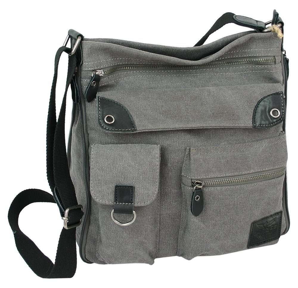 J JONES JENNIFER JONES Schultertasche Große Damen Umhängetasche aus Canvas, Vintage Look, viele Fächer
